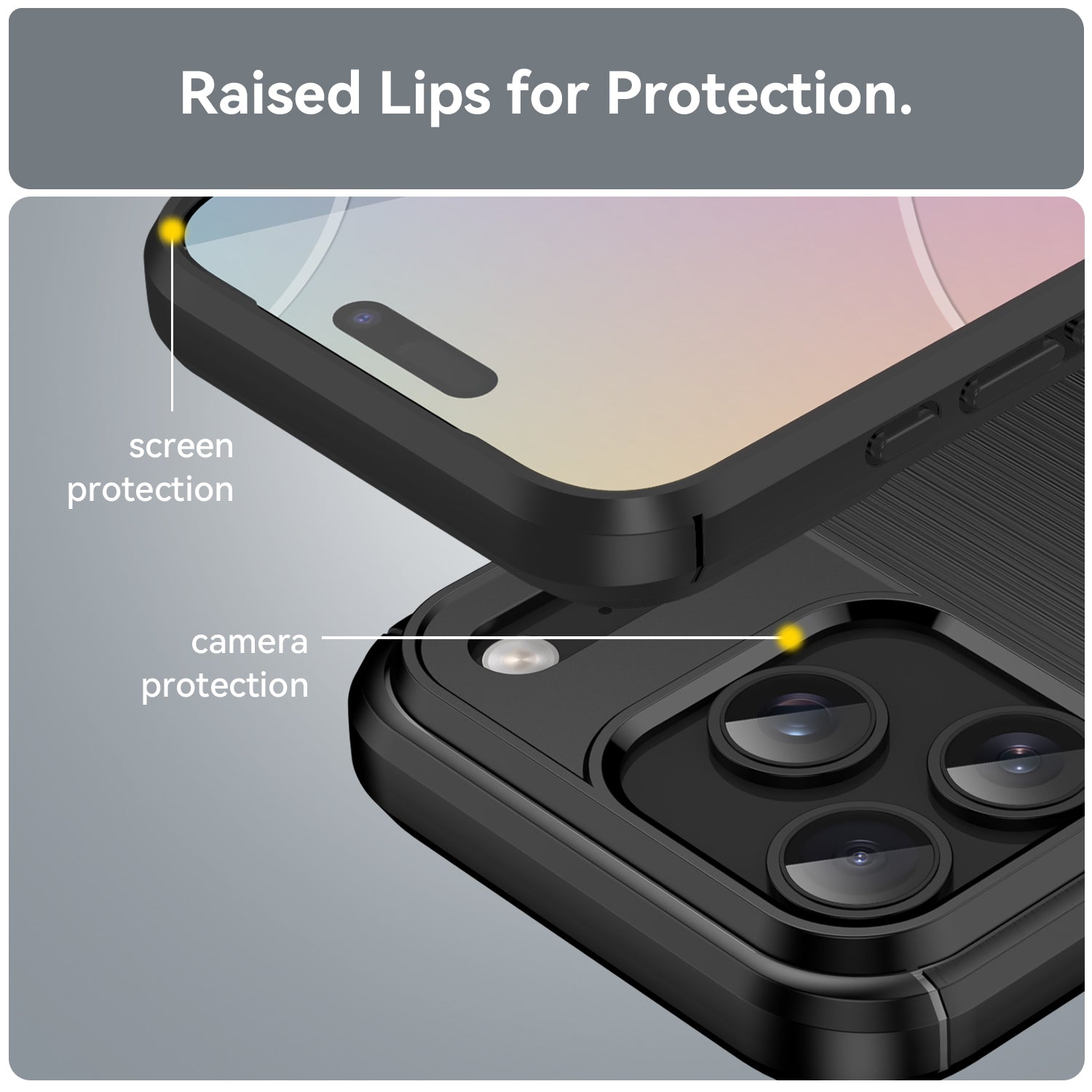 iPhone 17 Pro Carbon Fibre TPU Case Slim Shockproof Cover Black