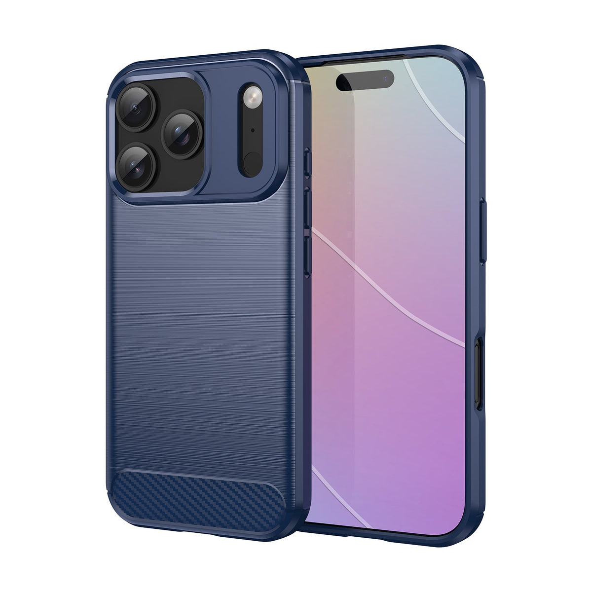 iPhone 18 Pro / 17 Pro Carbon Fibre TPU Case Slim Shockproof Cover Navy