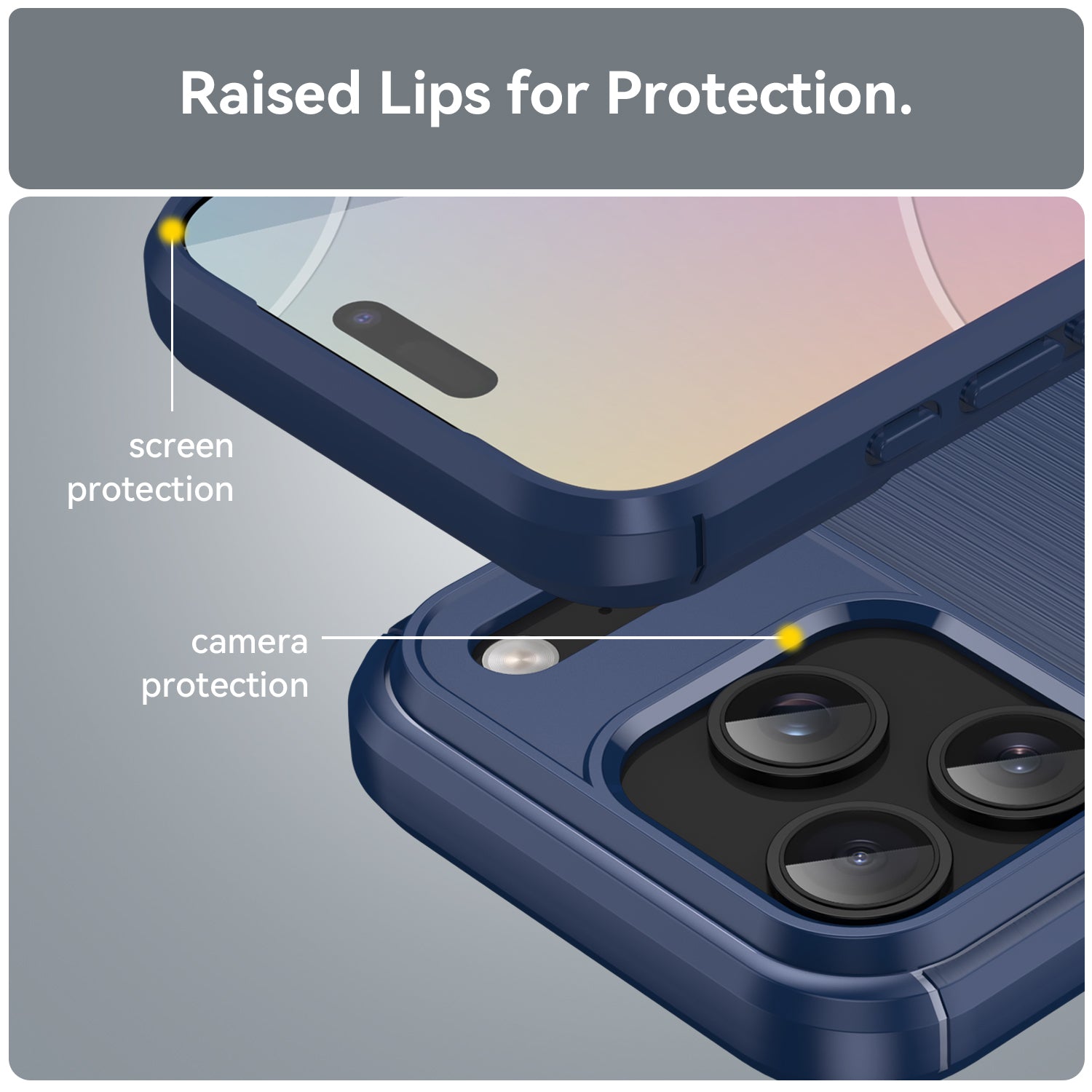 iPhone 17 Pro Carbon Fibre TPU Case Slim Shockproof Cover Navy
