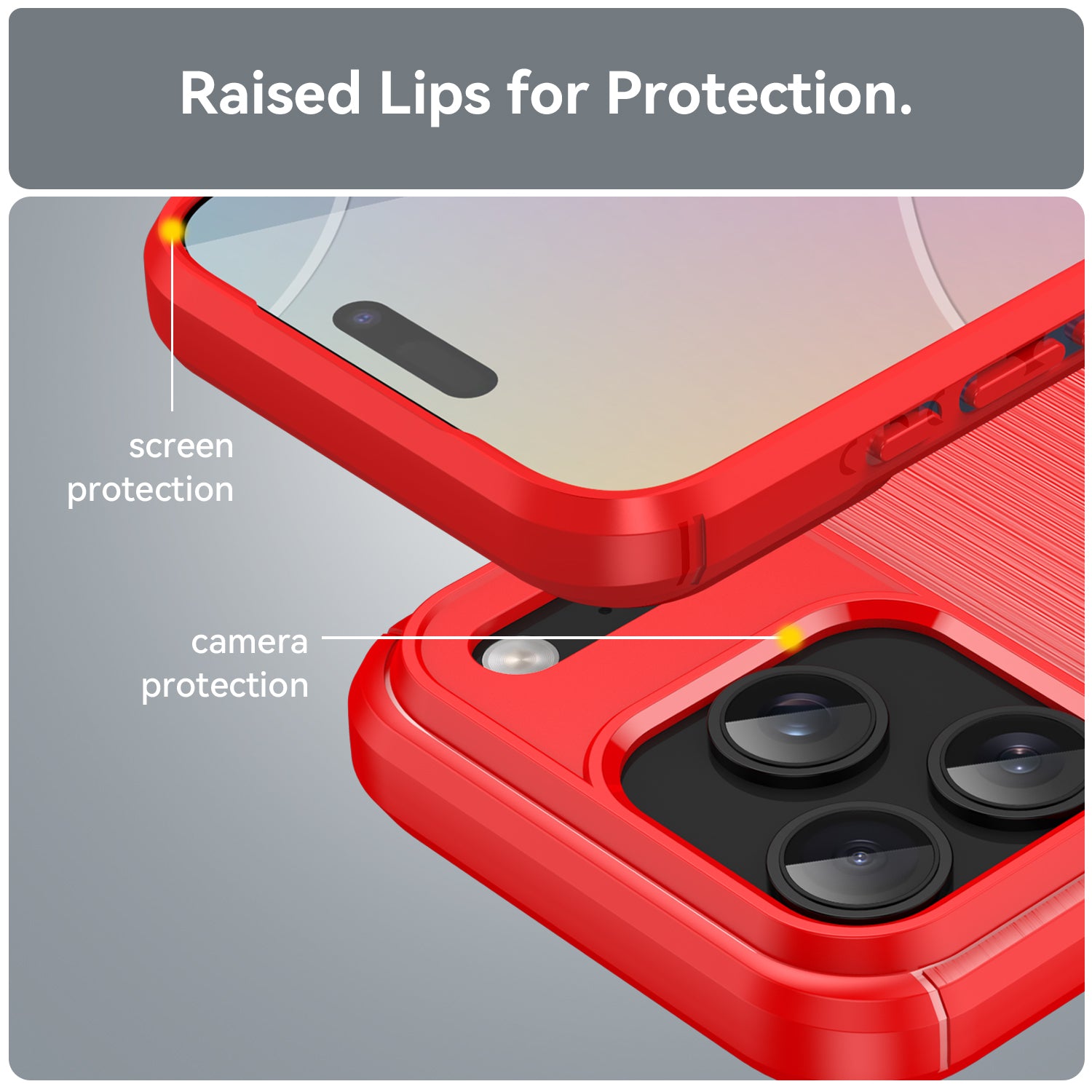 iPhone 17 Pro Carbon Fibre TPU Case Slim Shockproof Cover Red
