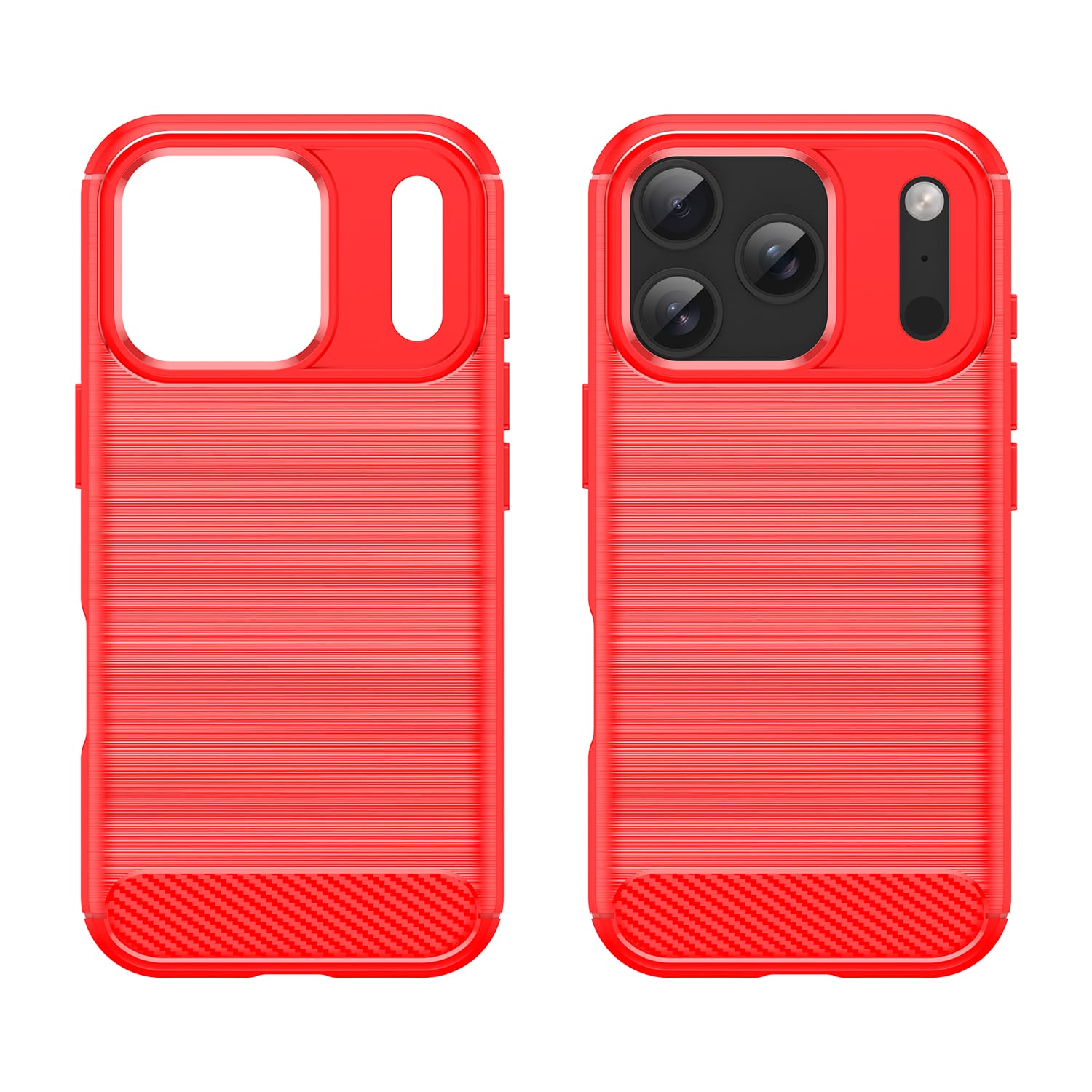 iPhone 17 Pro Carbon Fibre TPU Case Slim Shockproof Cover Red