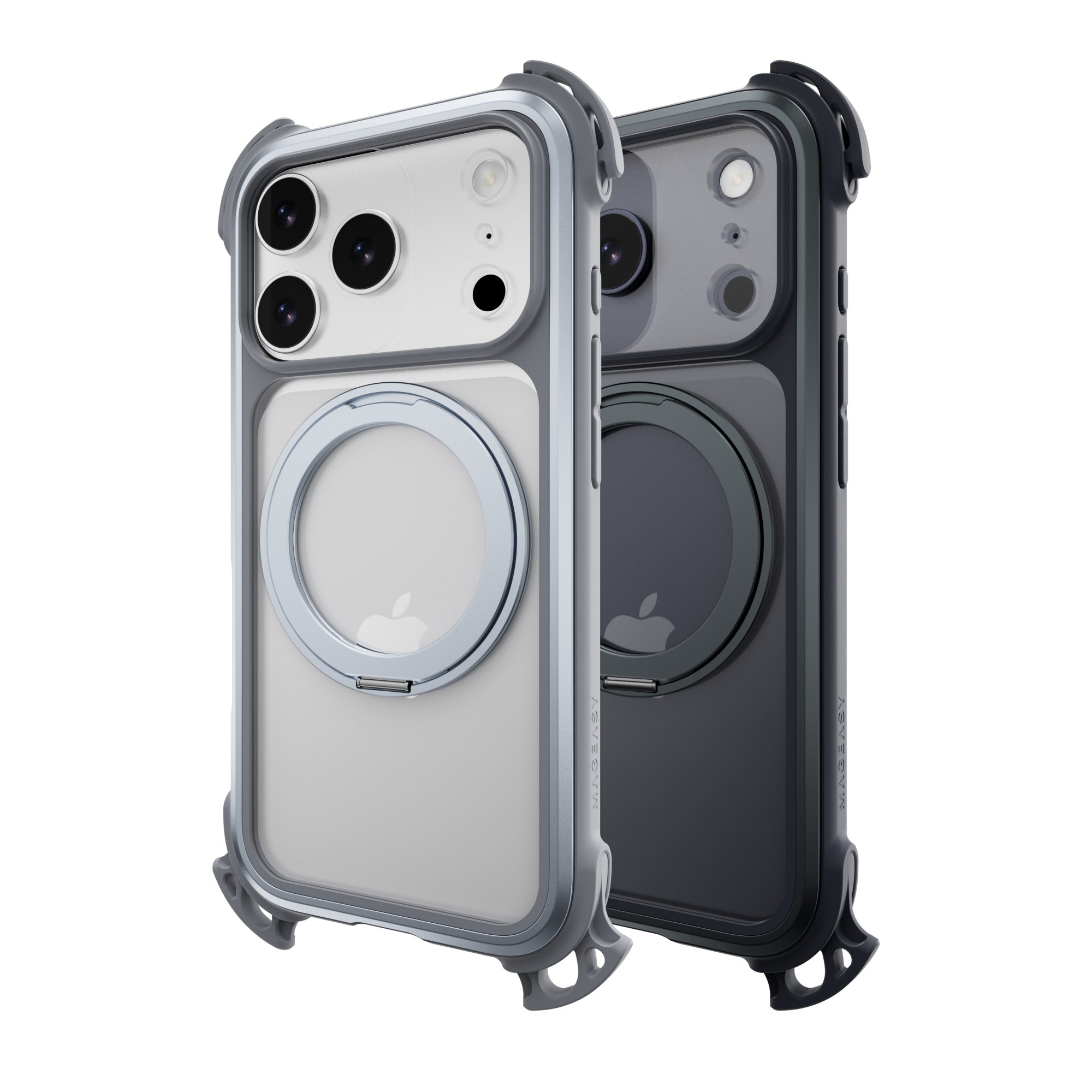 MAGEASY Odyssey Ultra M 360 Stand with Lanyard MagSafe Rugged Case - iPhone 17 Pro - Mist/Gray