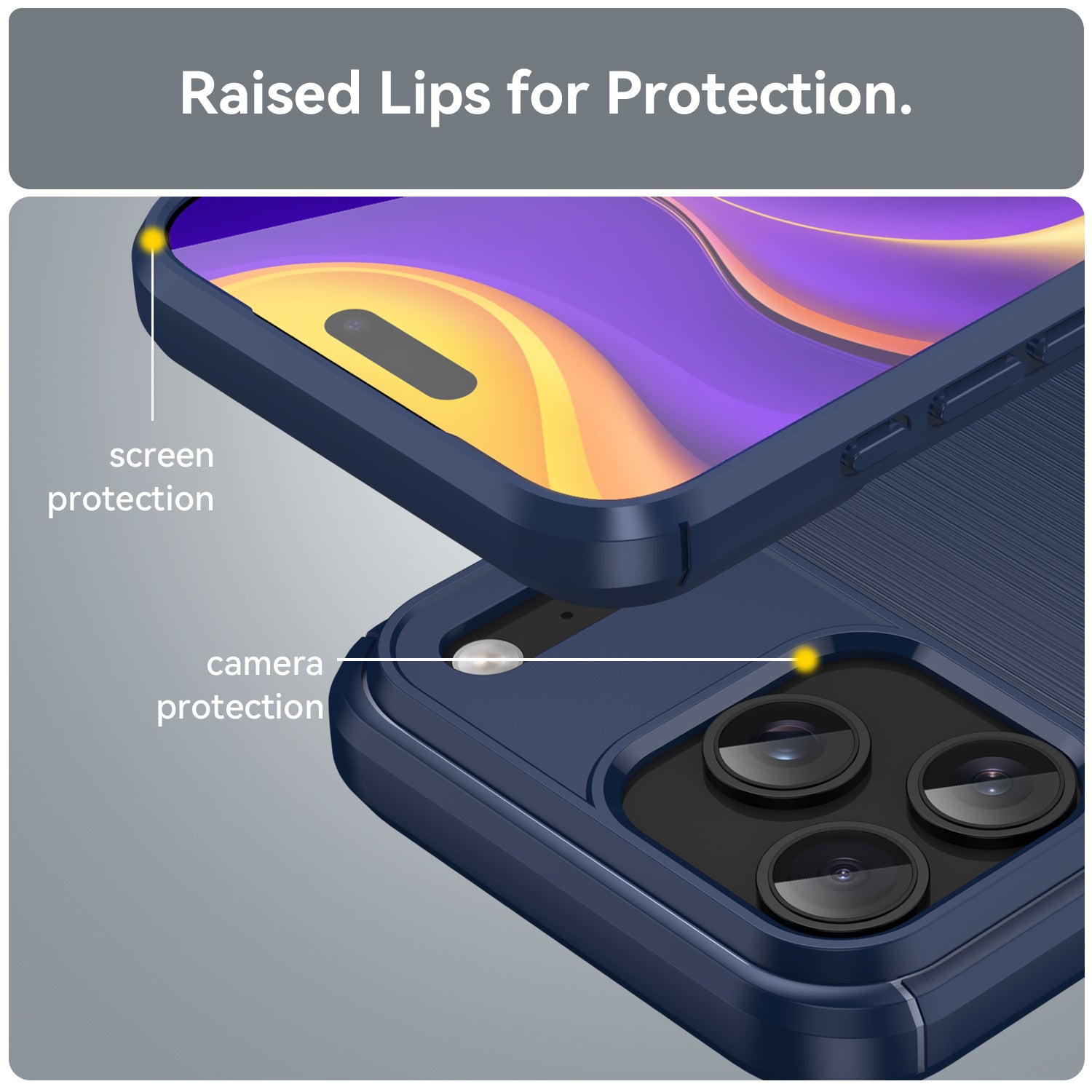 iPhone 17 Pro Max Carbon Fibre TPU Case Slim Shockproof Cover Navy