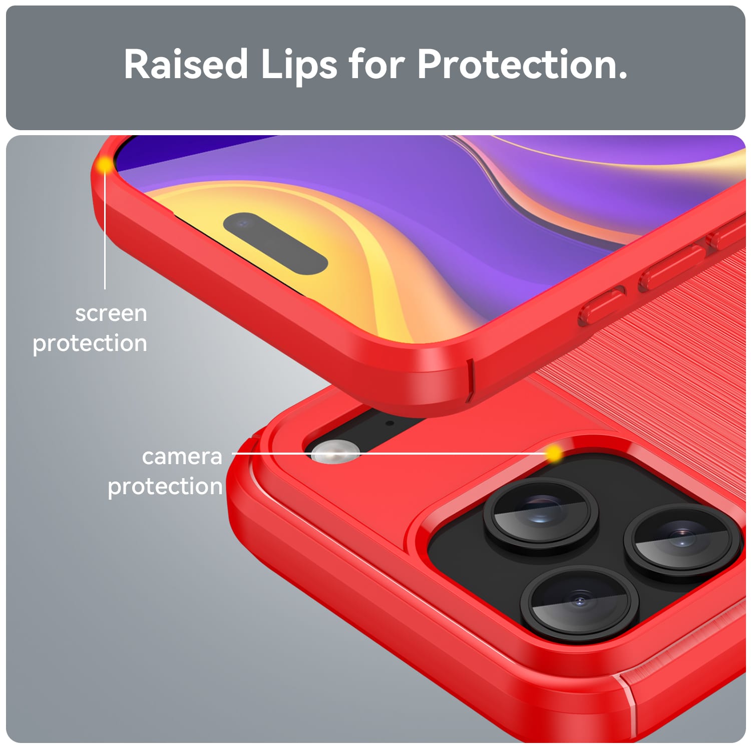 iPhone 17 Pro Max Carbon Fibre TPU Case Slim Shockproof Cover Red