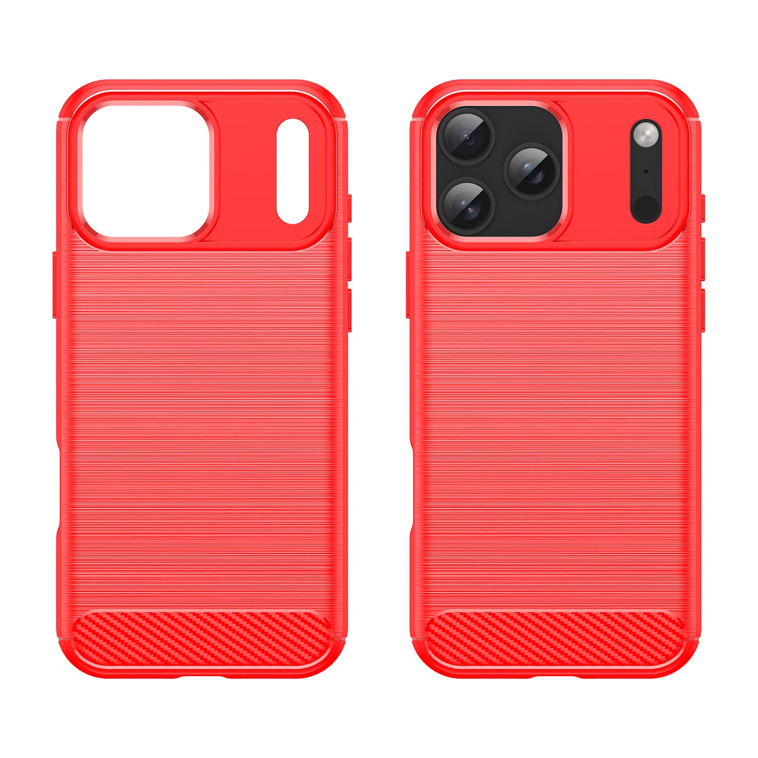 iPhone 17 Pro Max Carbon Fibre TPU Case Slim Shockproof Cover Red