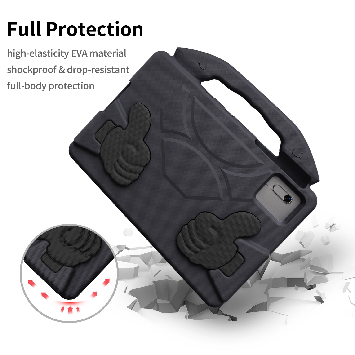 Lenovo Idea Tab 11 (11-inch, 2025, TB336FU) Kids EVA Shockproof Thumb Stand Case (Black)