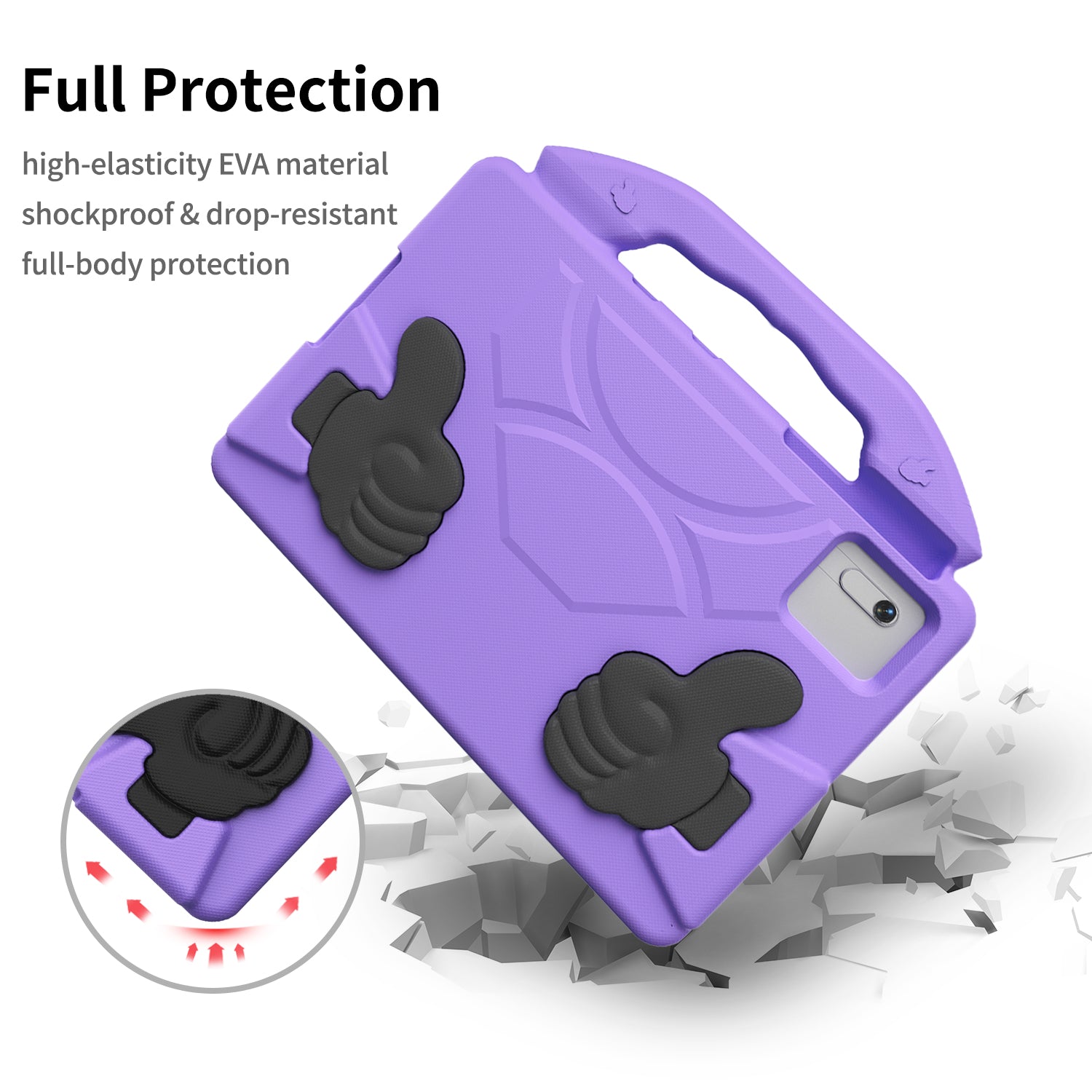 Lenovo Idea Tab 11 (11-inch, 2025, TB336FU) Kids EVA Shockproof Thumb Stand Case (Purple)