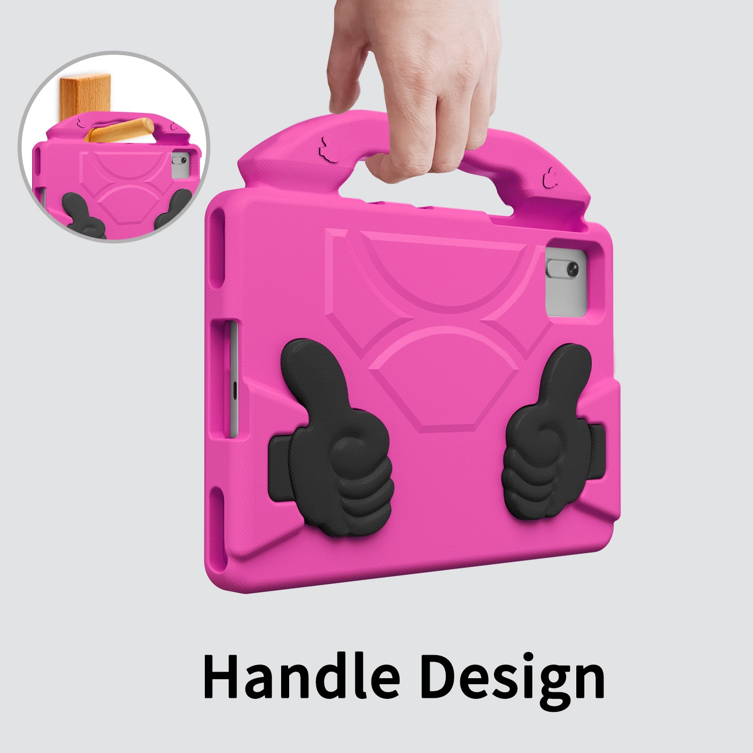 Lenovo Idea Tab 11 (11-inch, 2025, TB336FU) Kids EVA Shockproof Thumb Stand Case (Rose)
