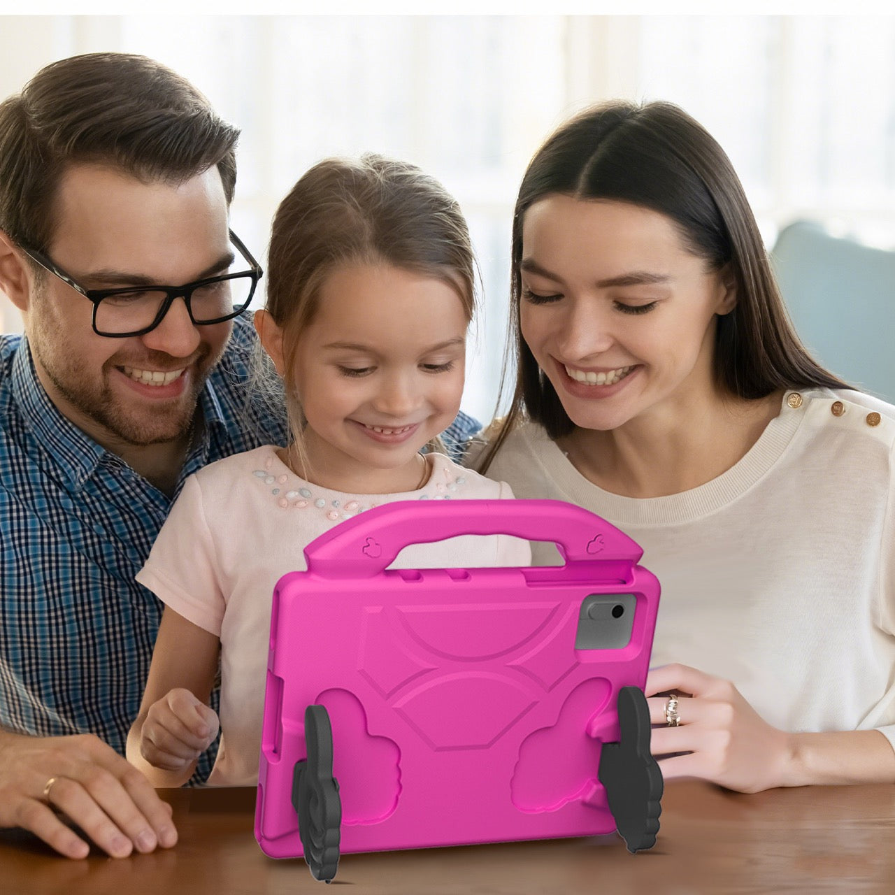 Lenovo Idea Tab 11 (11-inch, 2025, TB336FU) Kids EVA Shockproof Thumb Stand Case (Rose)