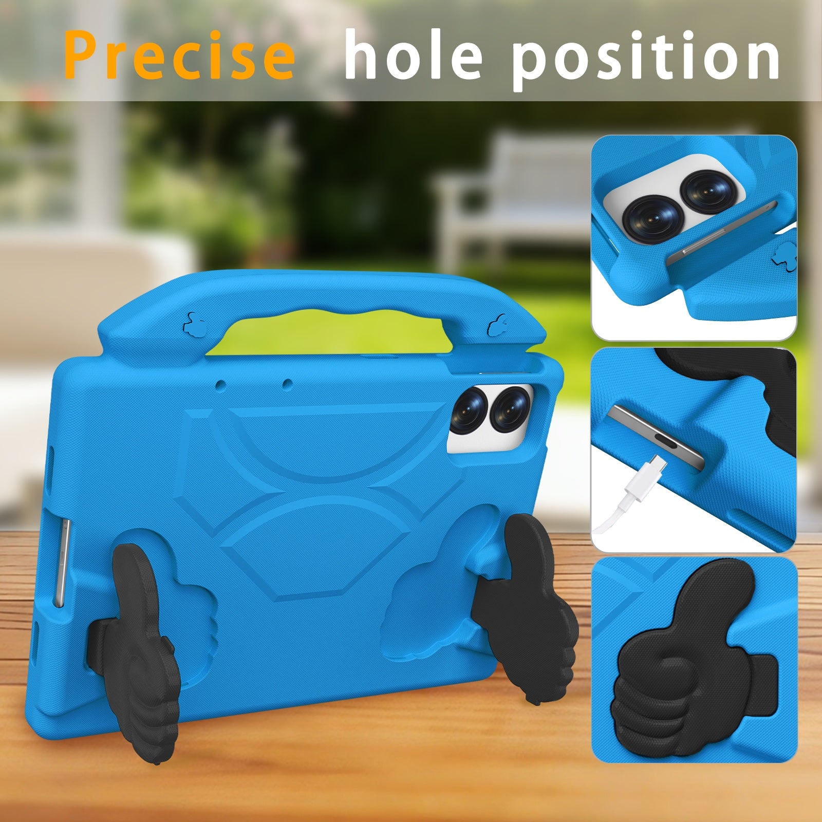 Lenovo Idea Tab Plus 12.1 2025 TB361FU Kids EVA Shockproof Thumb Stand Case (Blue)