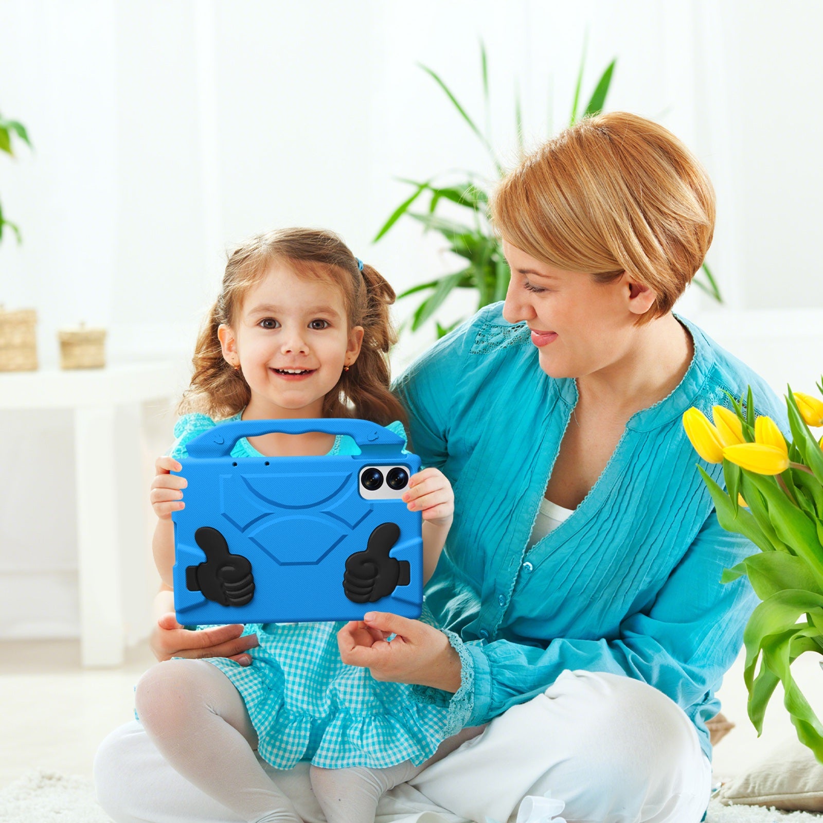 Lenovo Idea Tab Plus 12.1 2025 TB361FU Kids EVA Shockproof Thumb Stand Case (Blue)