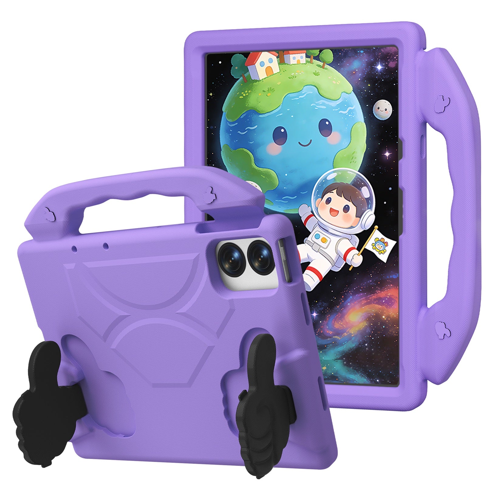 Lenovo Idea Tab Plus 12.1 2025 TB361FU Kids EVA Shockproof Thumb Stand Case (Purple)