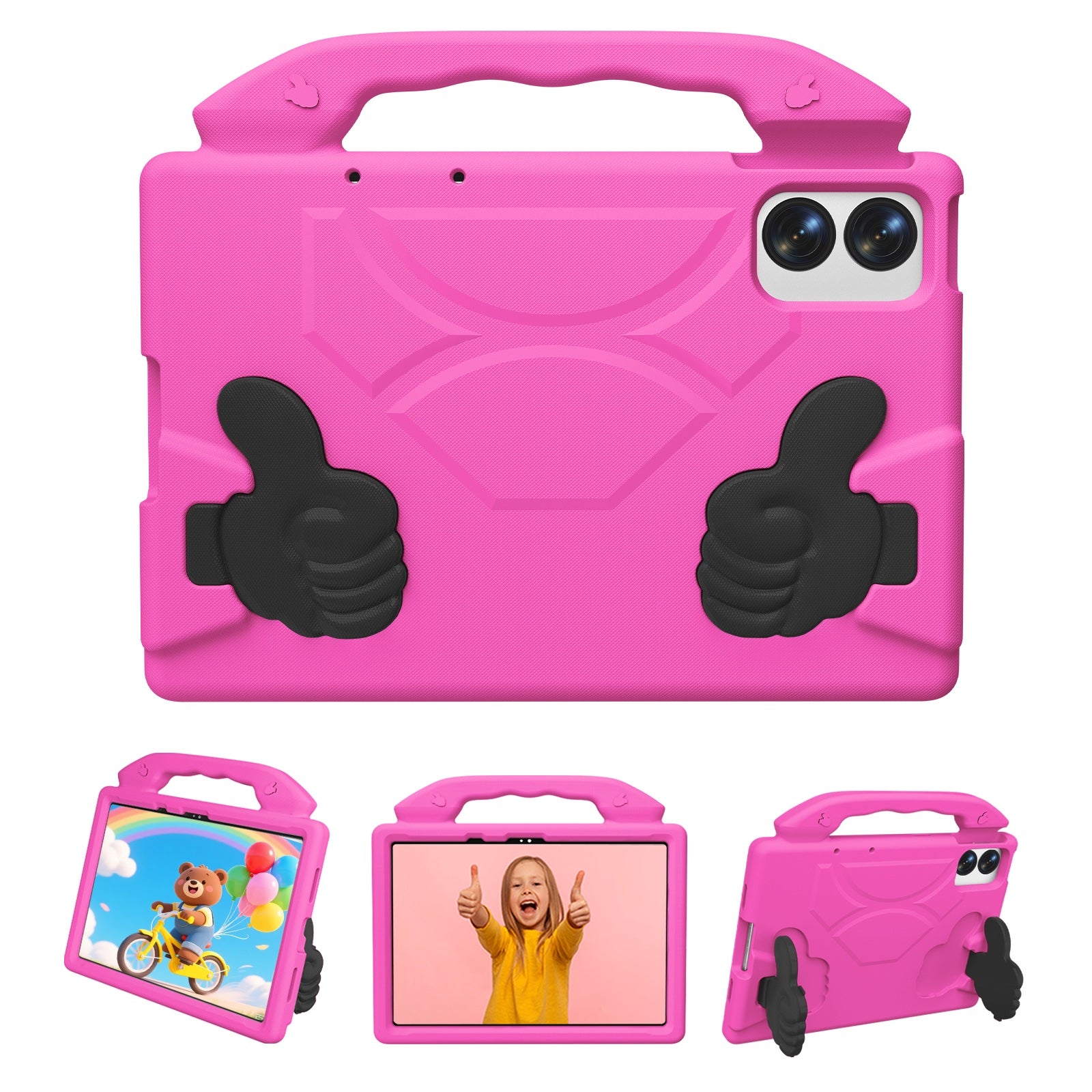 Lenovo Idea Tab Plus 12.1 2025 TB361FU Kids EVA Shockproof Thumb Stand Case (Rose)
