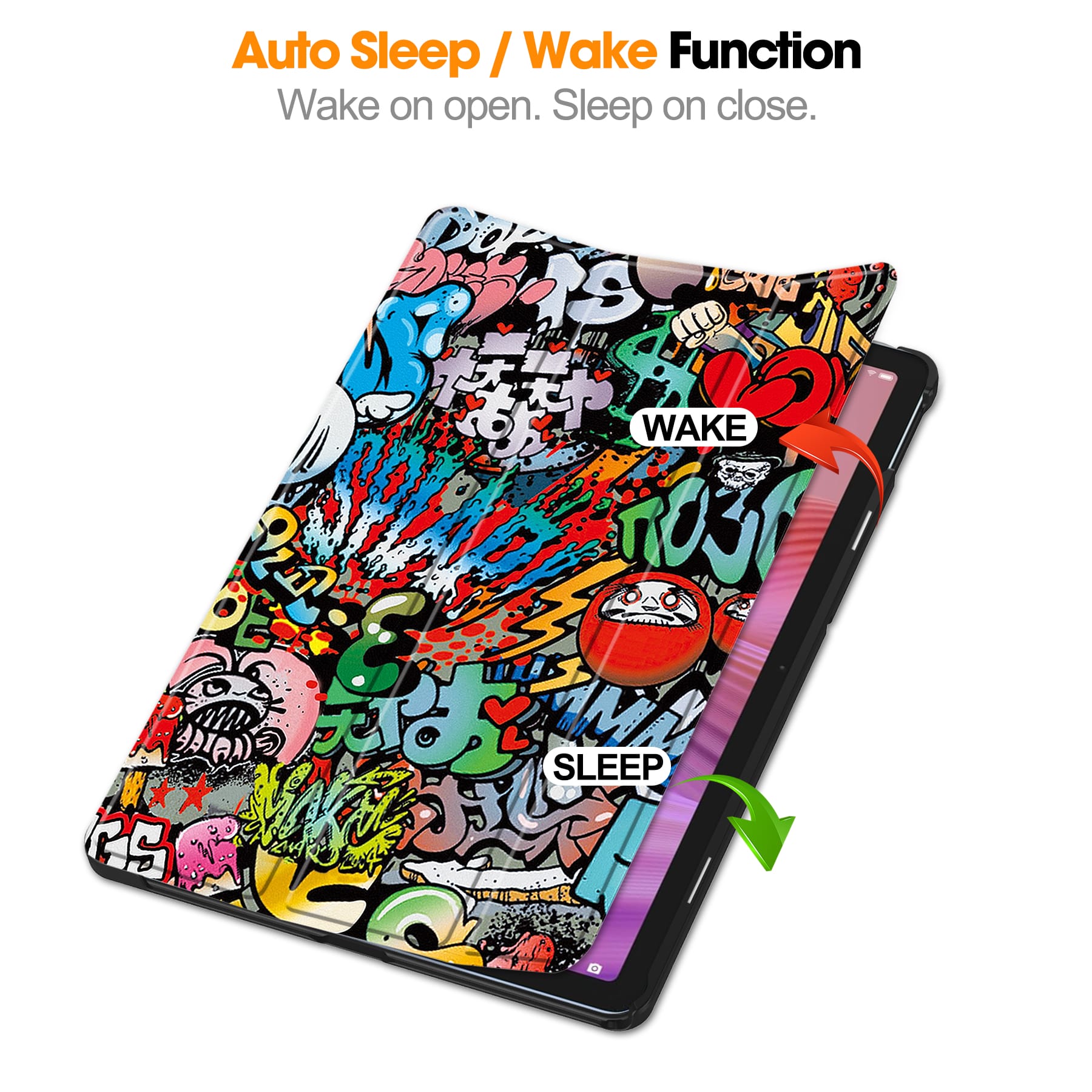 Lenovo Tab 10.1" 2025 TB311 Designer Tri-Fold Case (Graffiti)