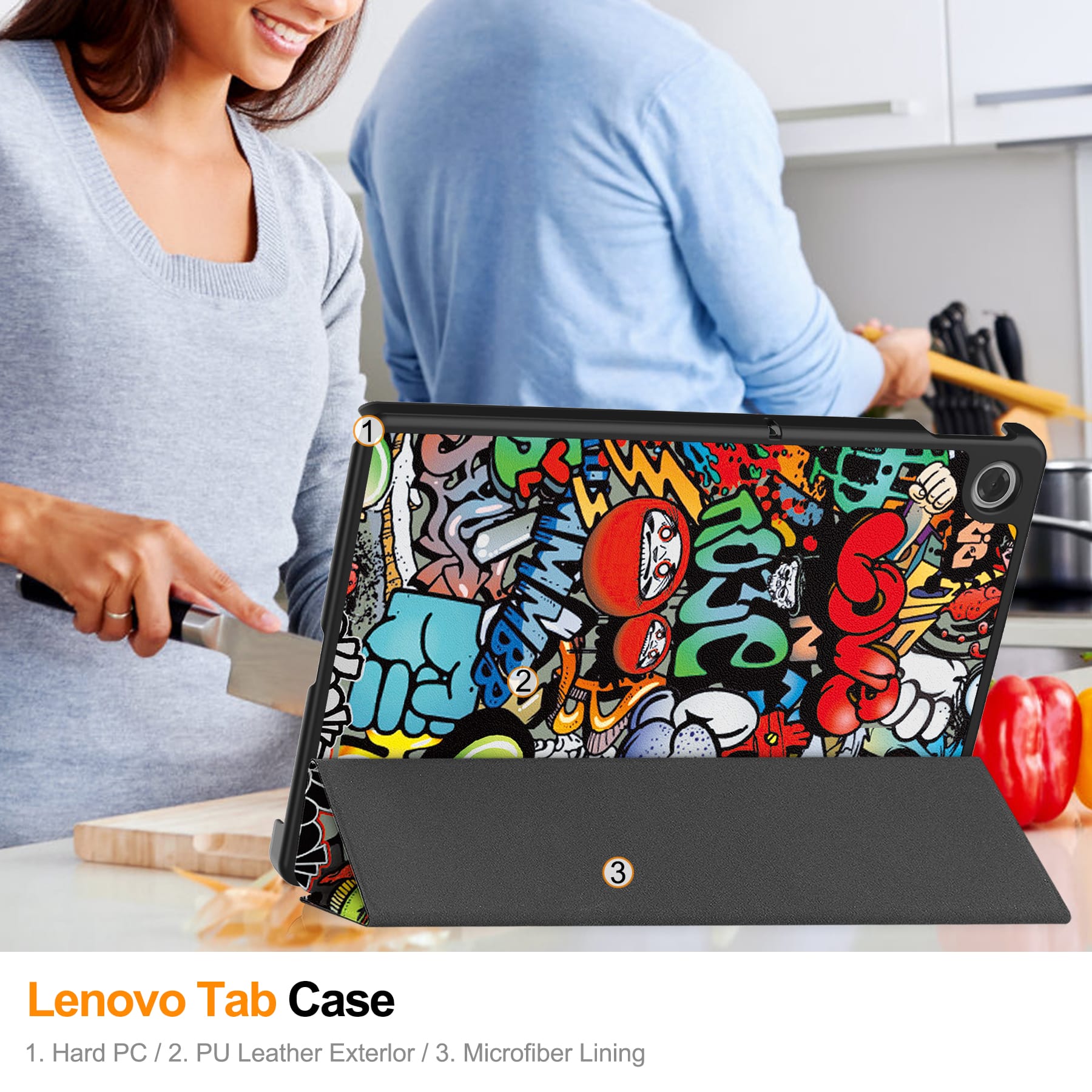 Lenovo Tab 10.1" 2025 TB311 Designer Tri-Fold Case (Graffiti)
