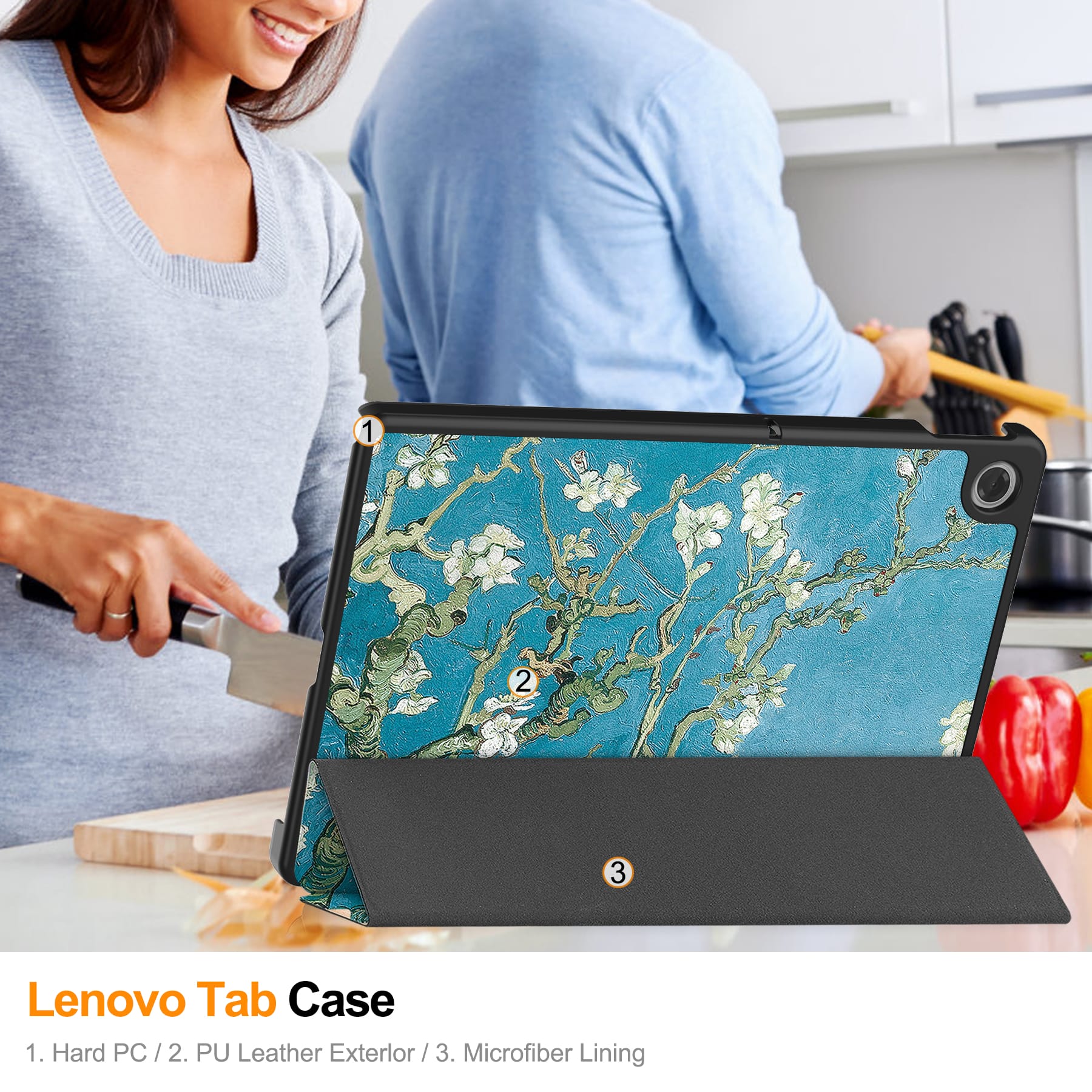 Lenovo Tab 10.1" 2025 TB311 Designer Tri-Fold Case (Plum Tree)