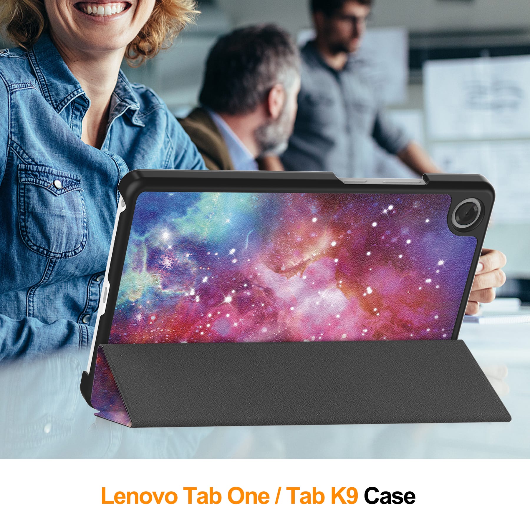 Lenovo Tab One 8.7" TB305 Designer Tri-Fold Case (Galaxy)