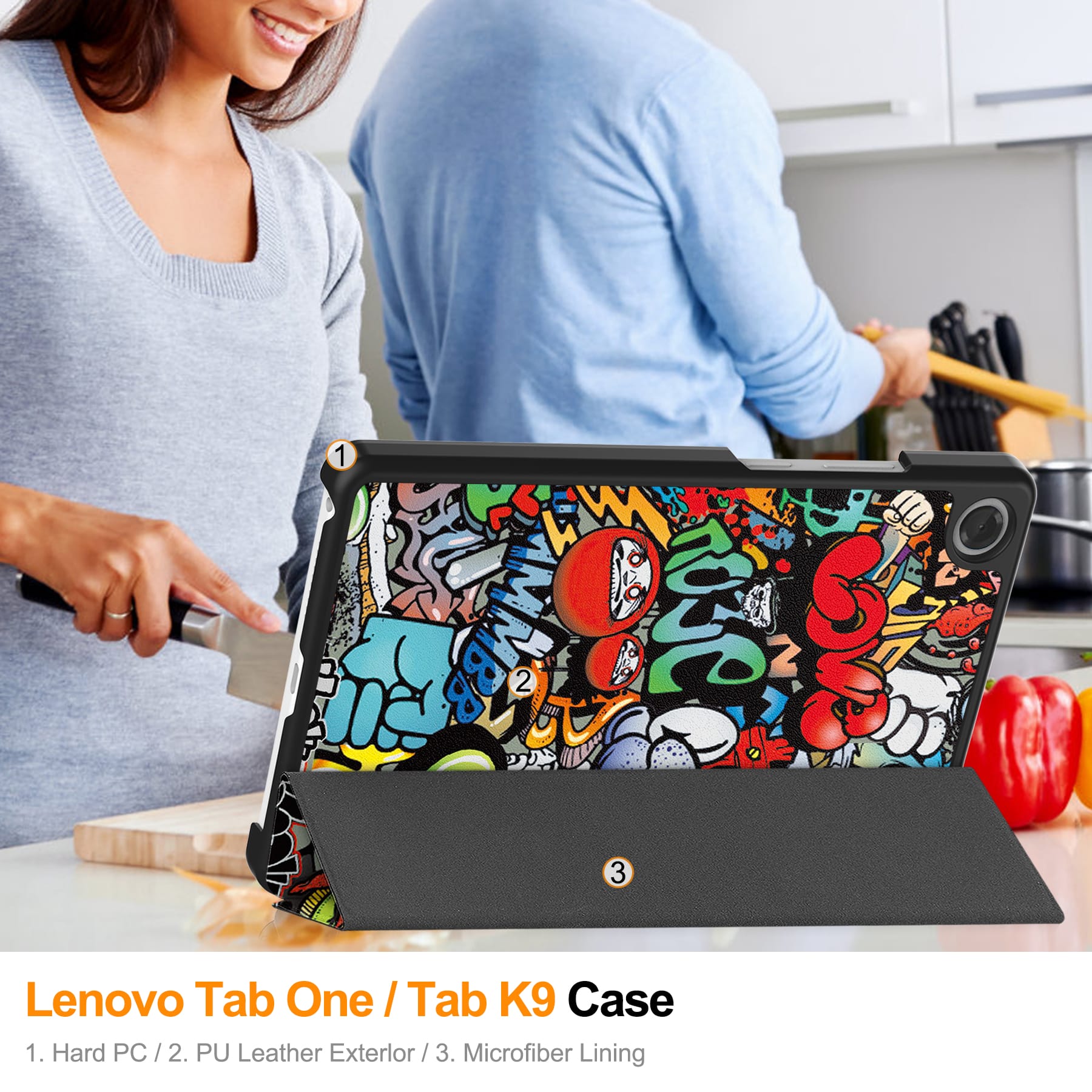 Lenovo Tab One 8.7" TB305 Designer Tri-Fold Case (Graffiti)