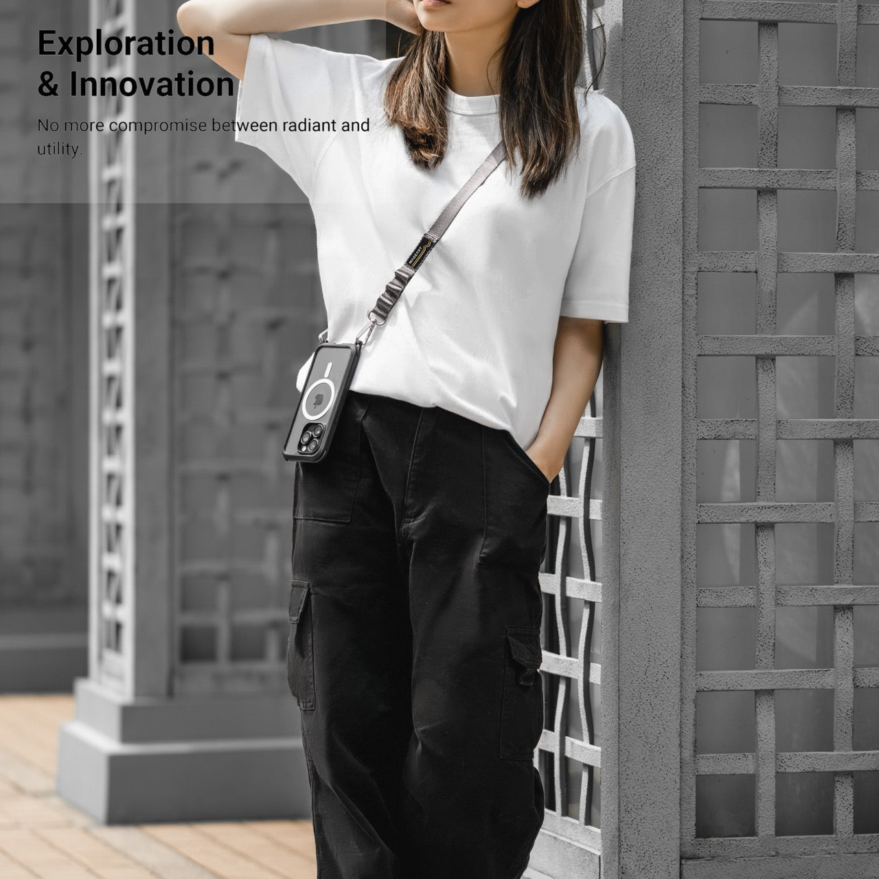 Mageasy 20mm Universal Crossbody Phone Strap with Strap Card – Concrete Grey