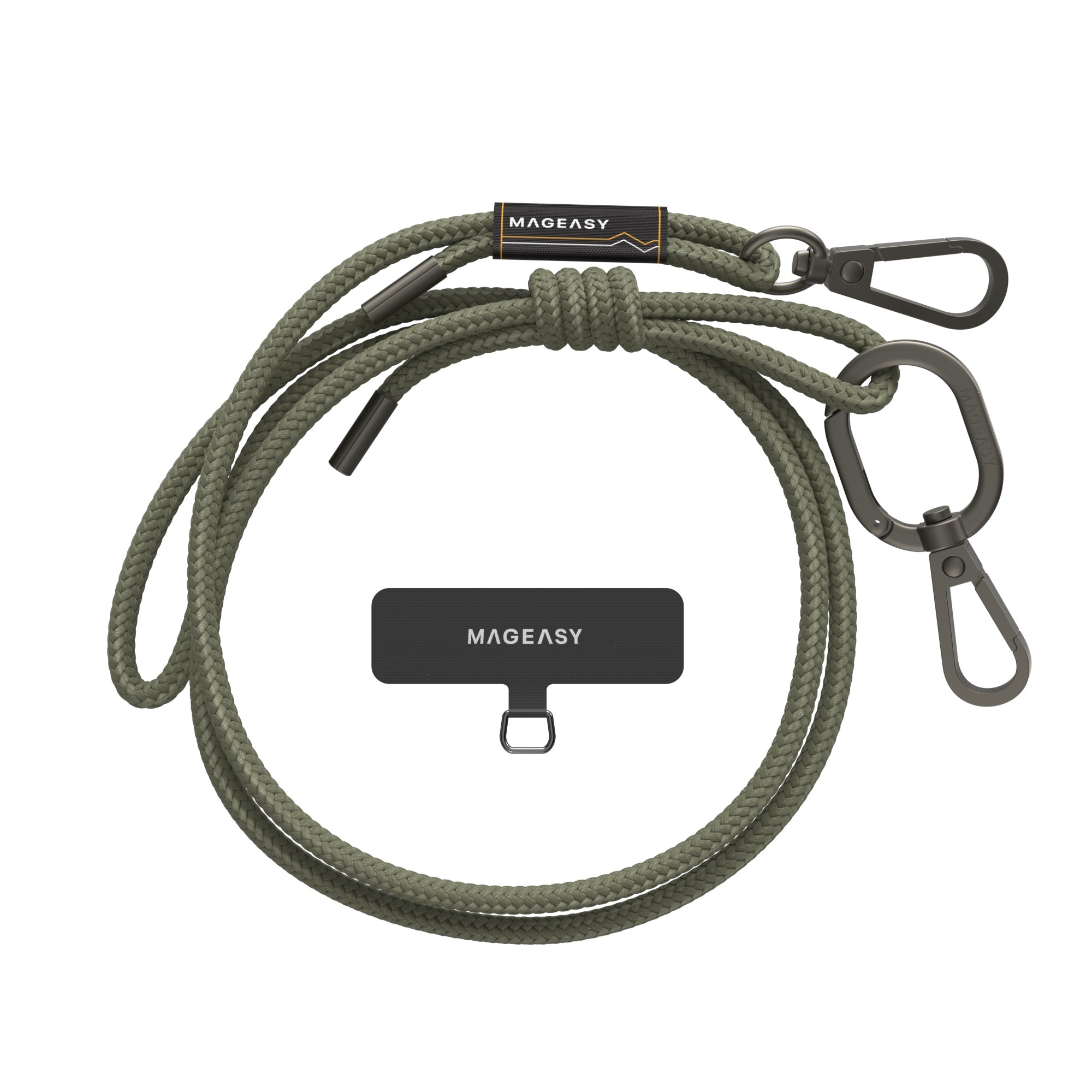 Mageasy 6mm Universal Crossbody Phone Strap with Strap Card - Amry Green
