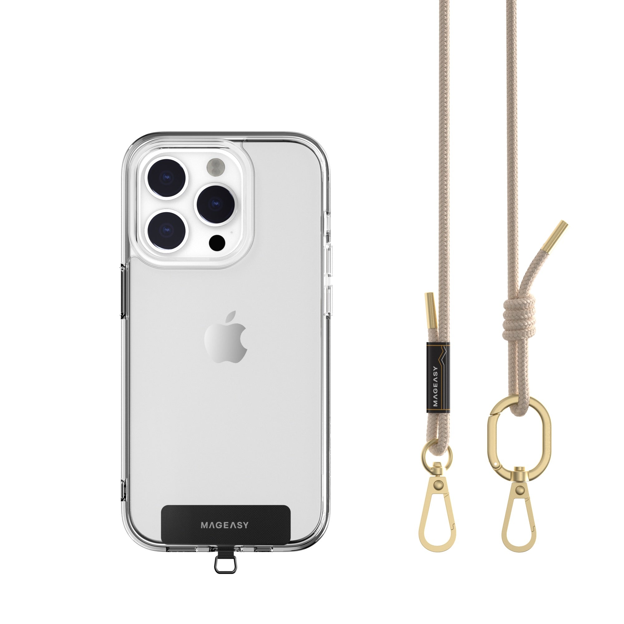 Mageasy 6mm Universal Crossbody Phone Strap with Strap Card - Beige