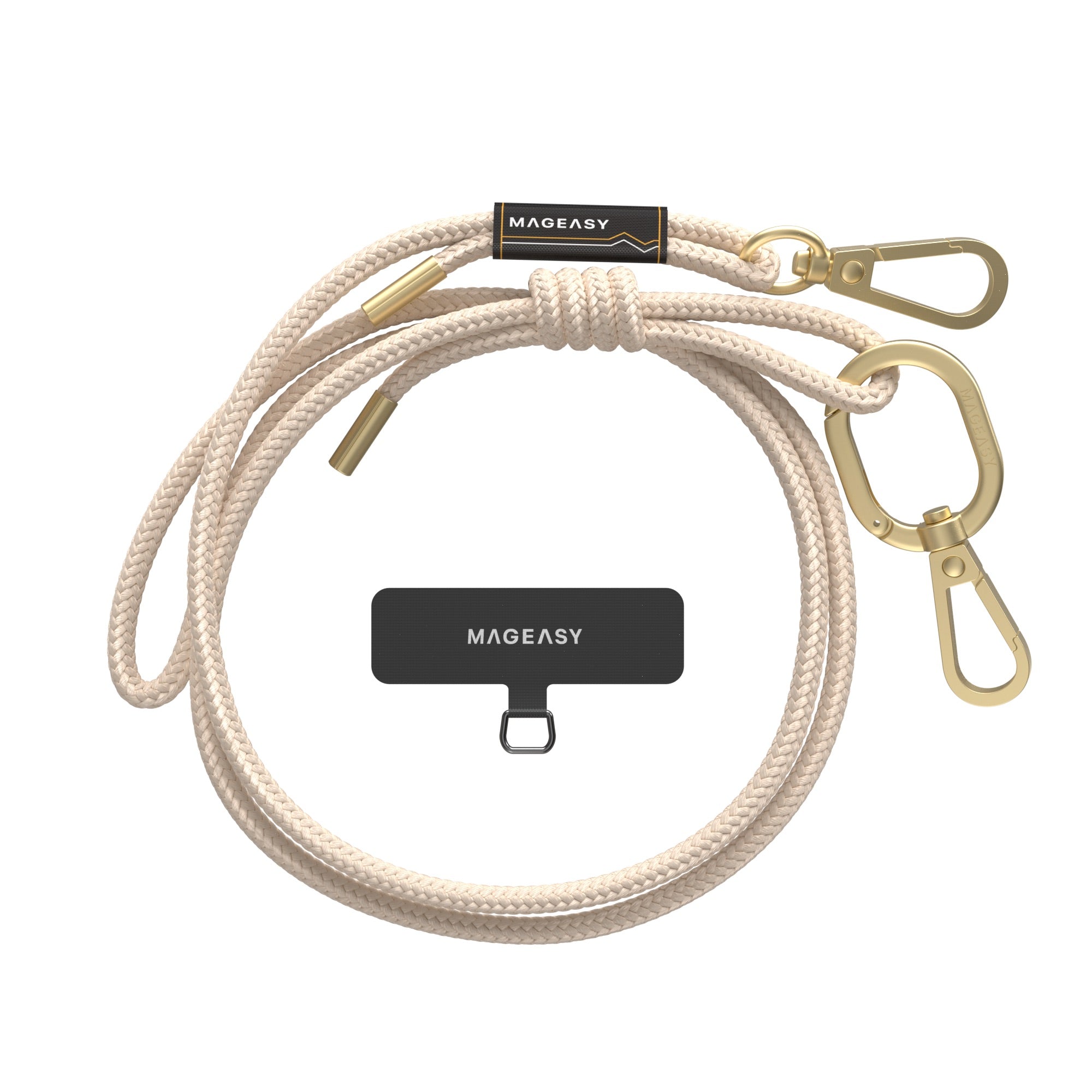Mageasy 6mm Universal Crossbody Phone Strap with Strap Card - Beige