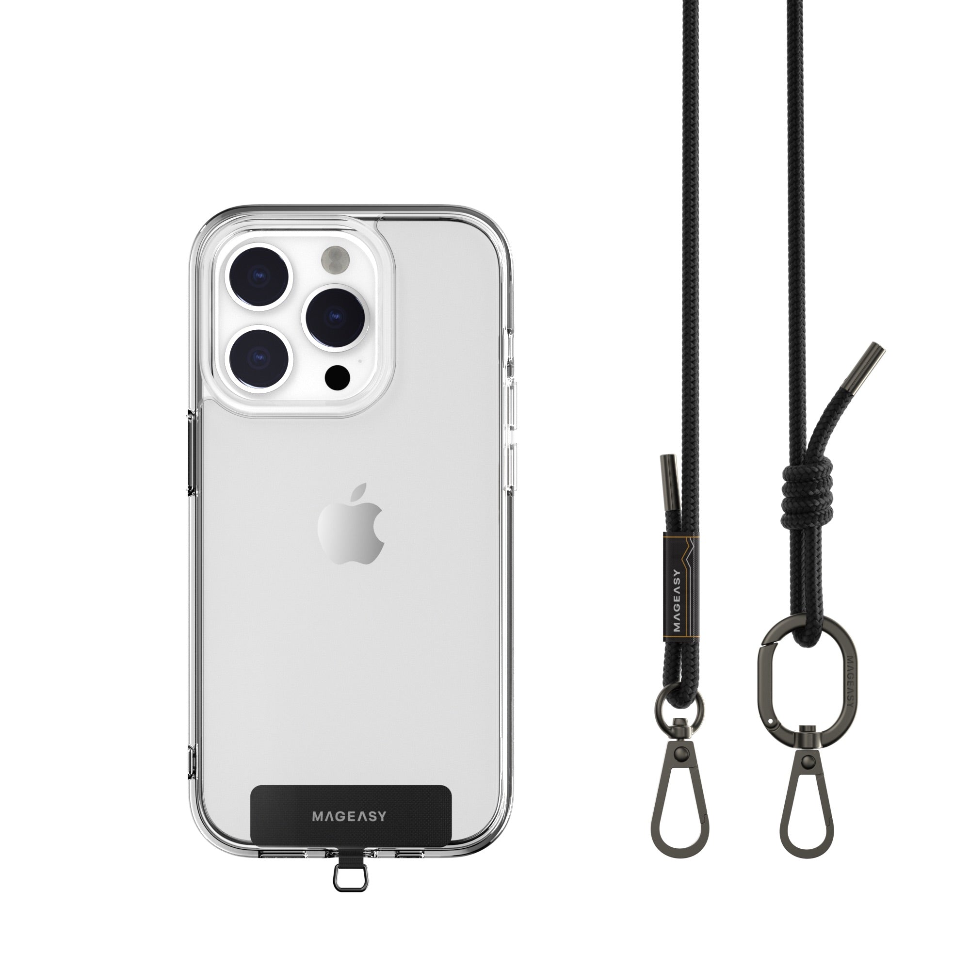 Mageasy 6mm Universal Crossbody Phone Strap with Strap Card - Black