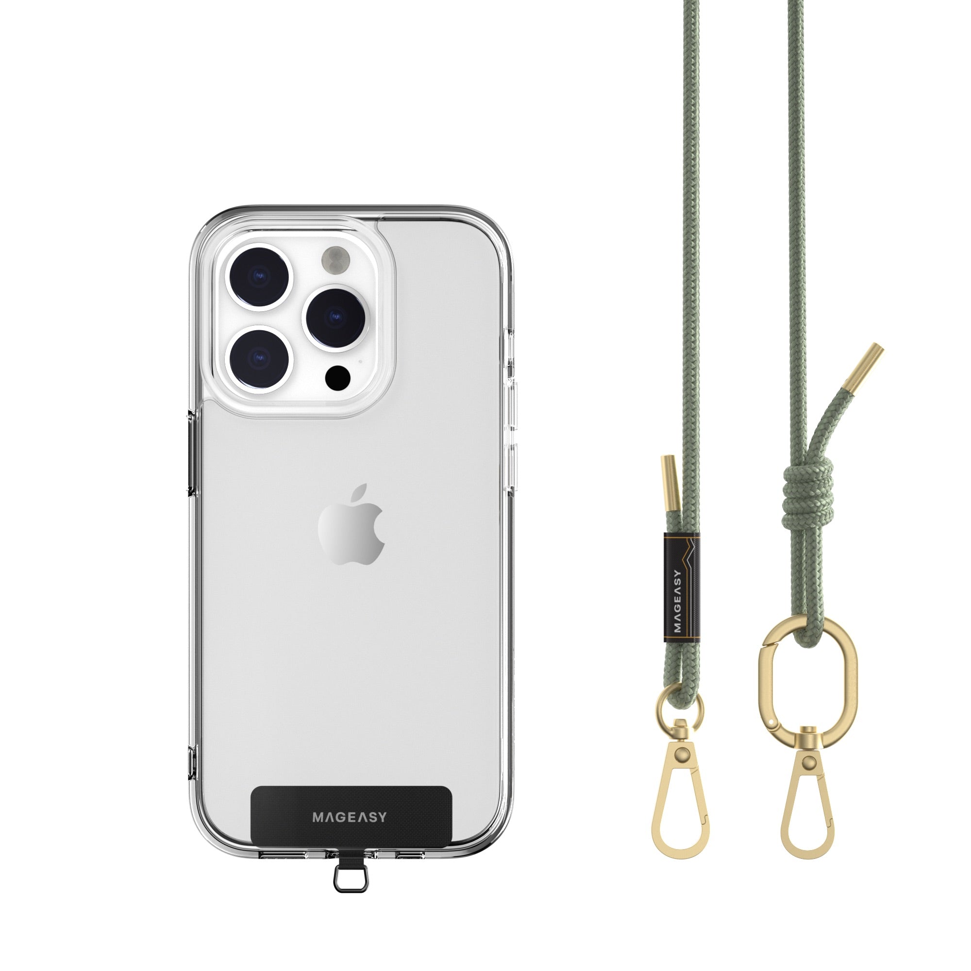 Mageasy 6mm Universal Crossbody Phone Strap with Strap Card - Sage Green