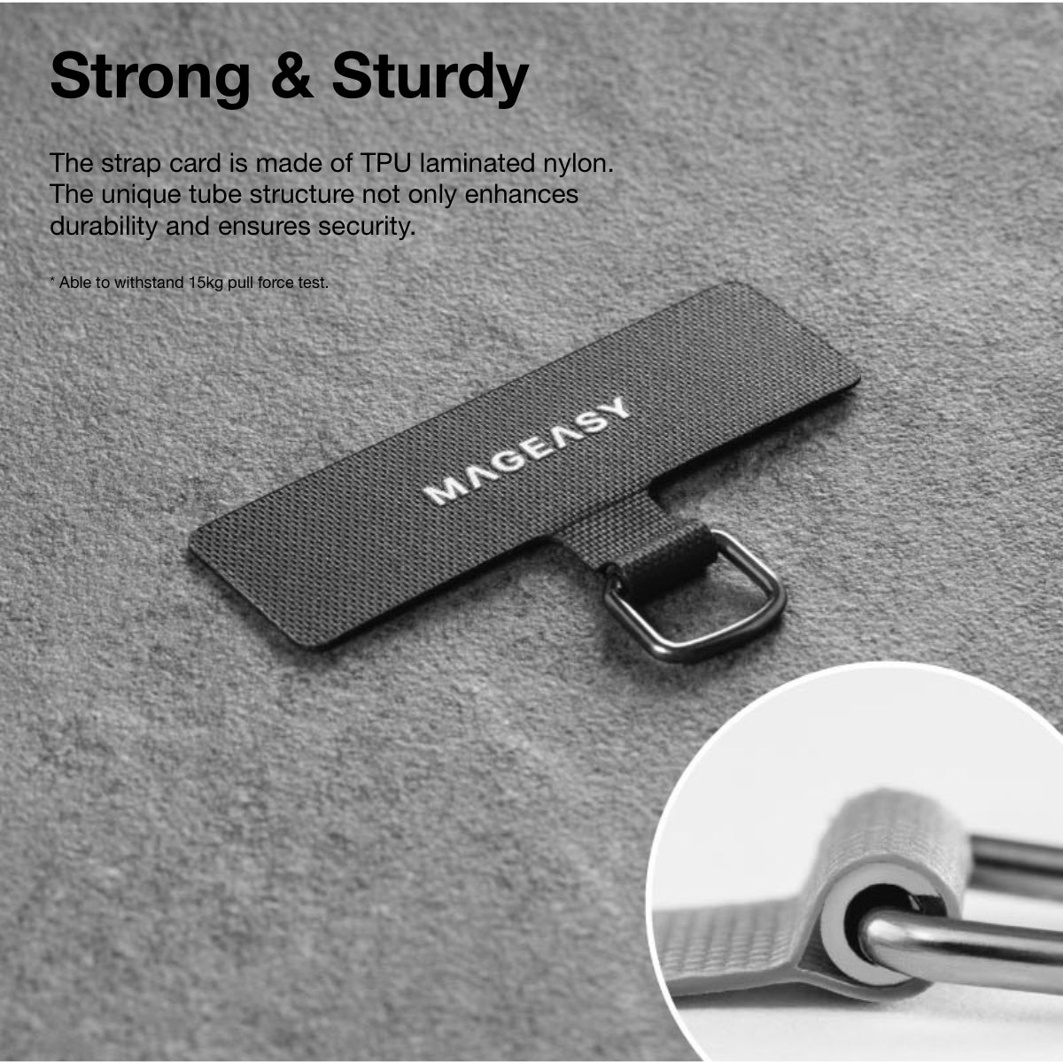 Mageasy Universal Strap Card – Ultra-Thin Phone Lanyard Adapter for iPhone & Android -White