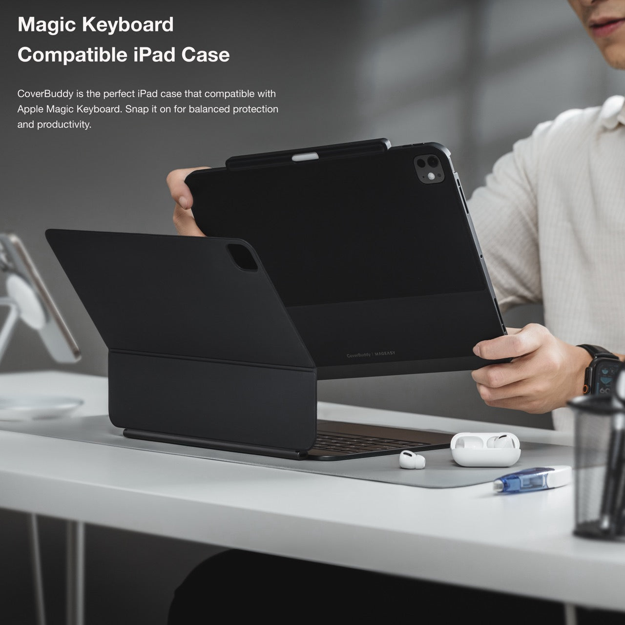 Mageasy CoverBuddy Magnetic Case with Graphene for iPad Pro 11"– Magic Keyboard Compatible-Black