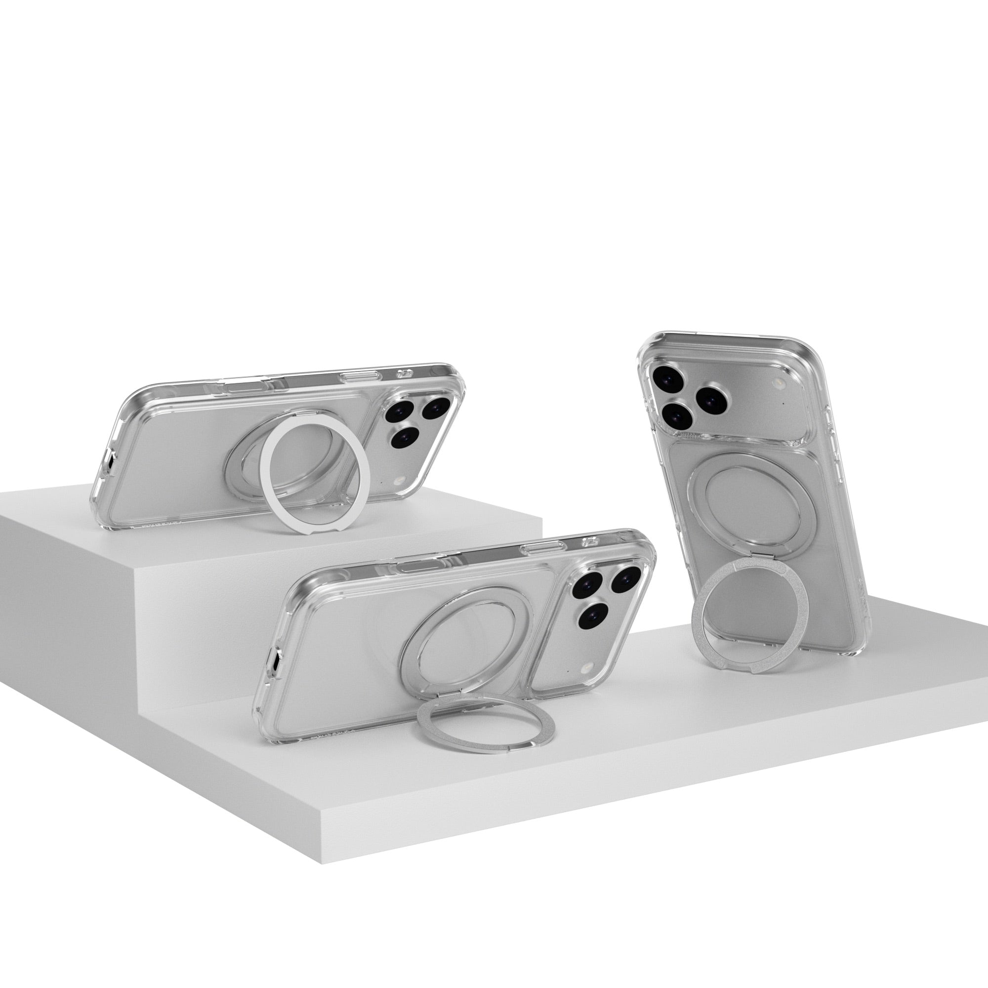 MAGEASY MagStand 360 M MagSafe Rotating Stand Case for iPhone 17 Pro Max - Transparent