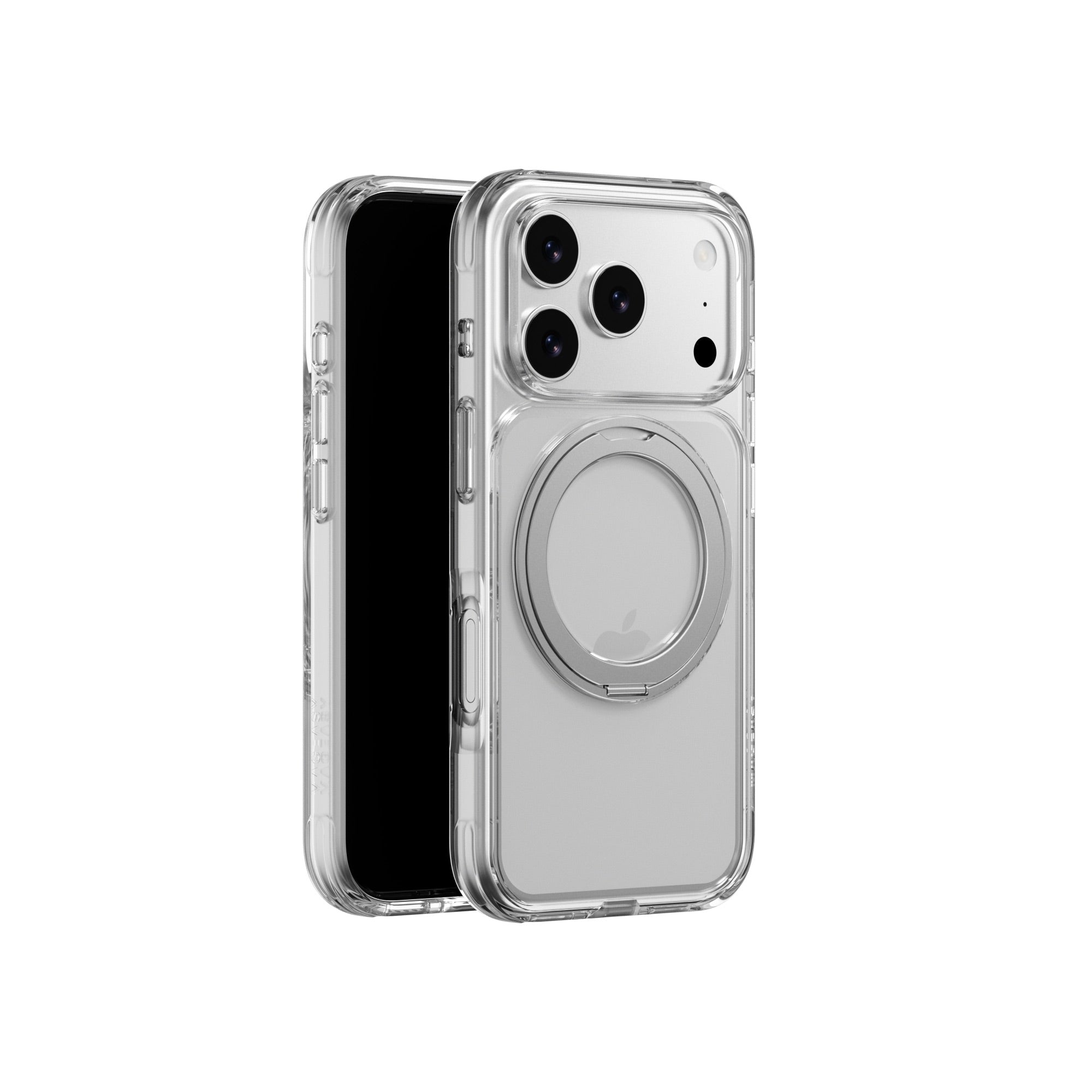 MAGEASY MagStand 360 M MagSafe Rotating Stand Case for iPhone 17 Pro - Transparent