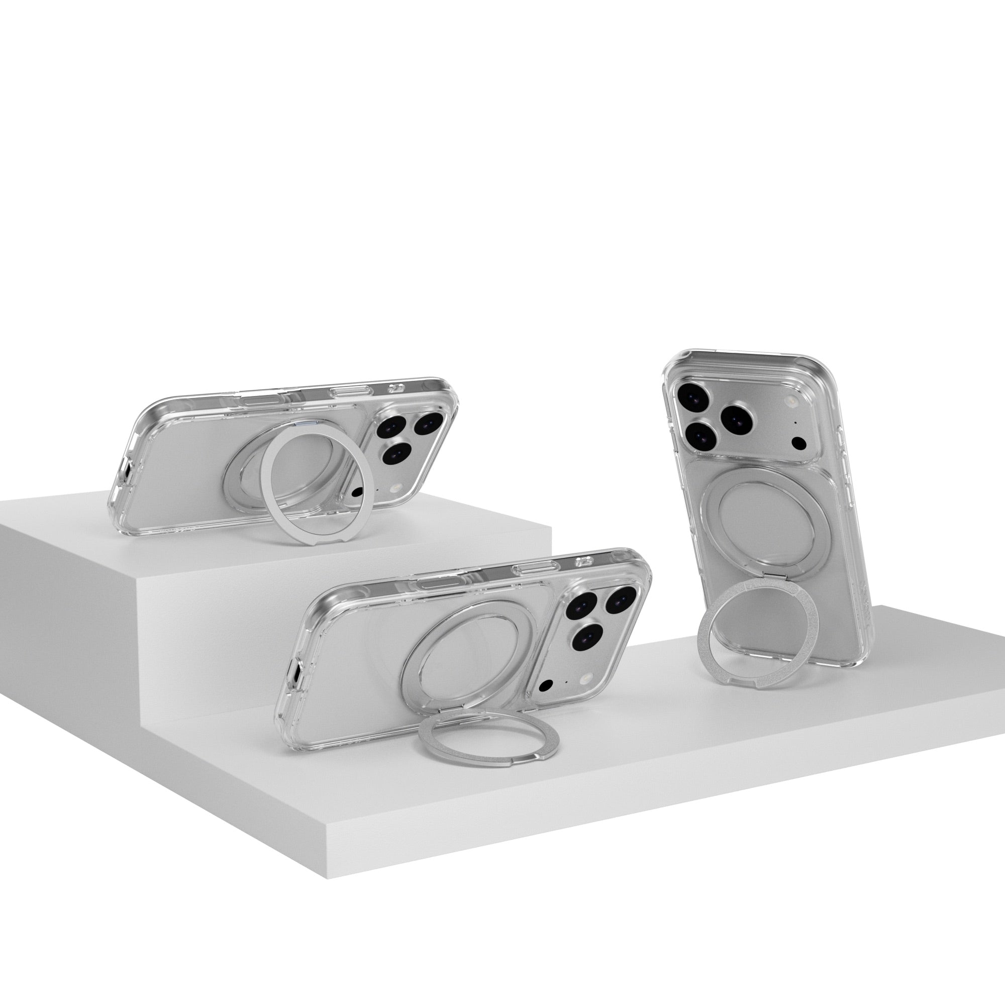 MAGEASY MagStand 360 M MagSafe Rotating Stand Case for iPhone 17 Pro - Transparent