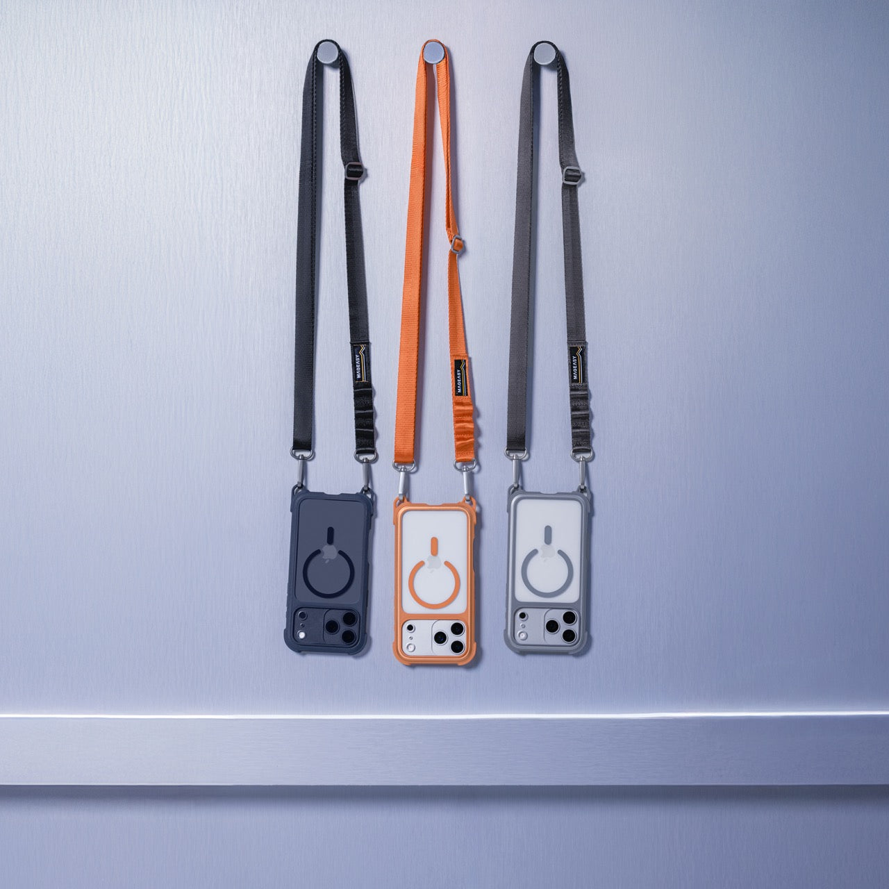 Mageasy Odyssey Strap M MagSafe Rugged Lanyard Case - iPhone 17 Pro - Coral/Orange