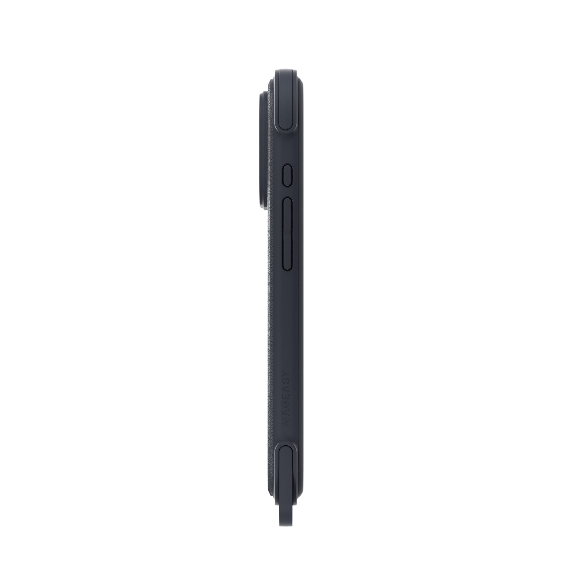 MAGEASY Odyssey Strap M for iPhone 17 Pro MagSafe Rugged Lanyard Case - Leatherette Midnight/Black