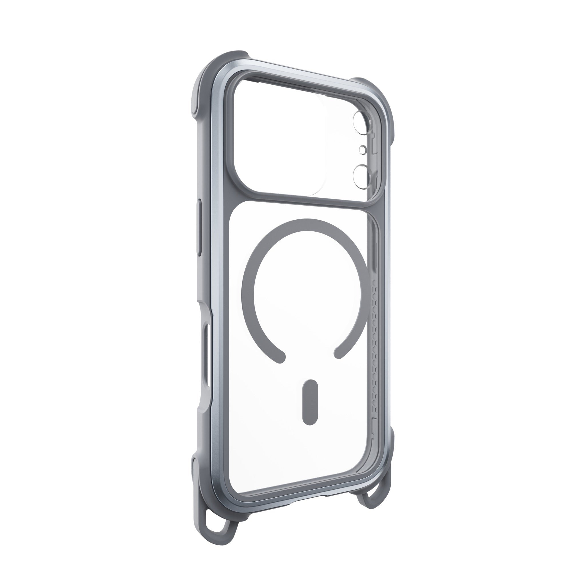 MAGEASY Odyssey Strap M for iPhone 17 Pro MagSafe Rugged Lanyard Case - Mist/Concrete Gray