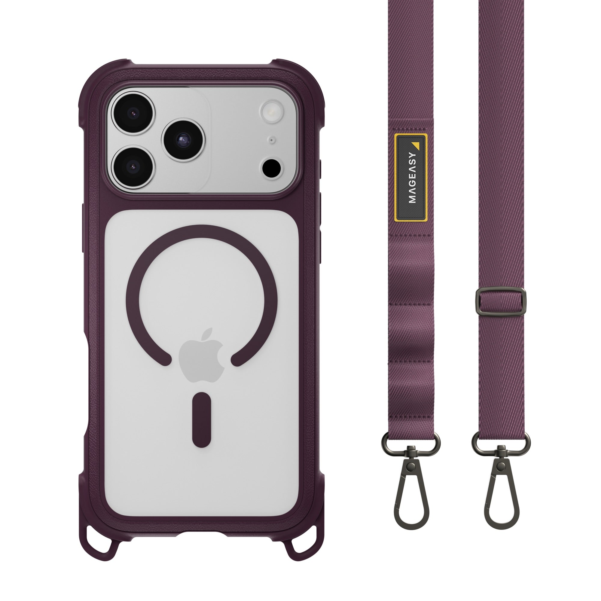 MAGEASY Odyssey Strap M for iPhone 18 Pro Max / 17 Pro Max Rugged Lanyard Case - Nebula/Purple