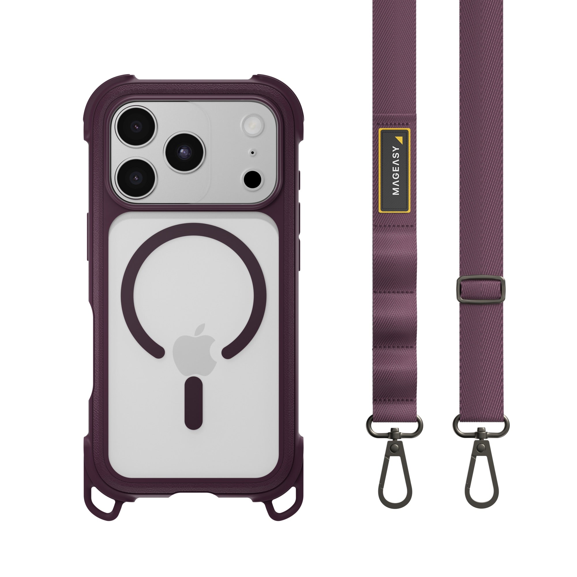 MAGEASY Odyssey Strap M for iPhone 18 Pro / 17 Pro Rugged Lanyard Case - Nebula/Purple