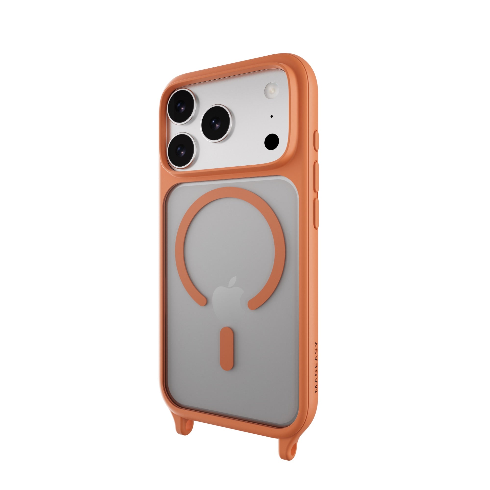 MAGEASY ROAM M MagSafe Crossbody Lanyard Case for iPhone 17 Pro - Coral Orange