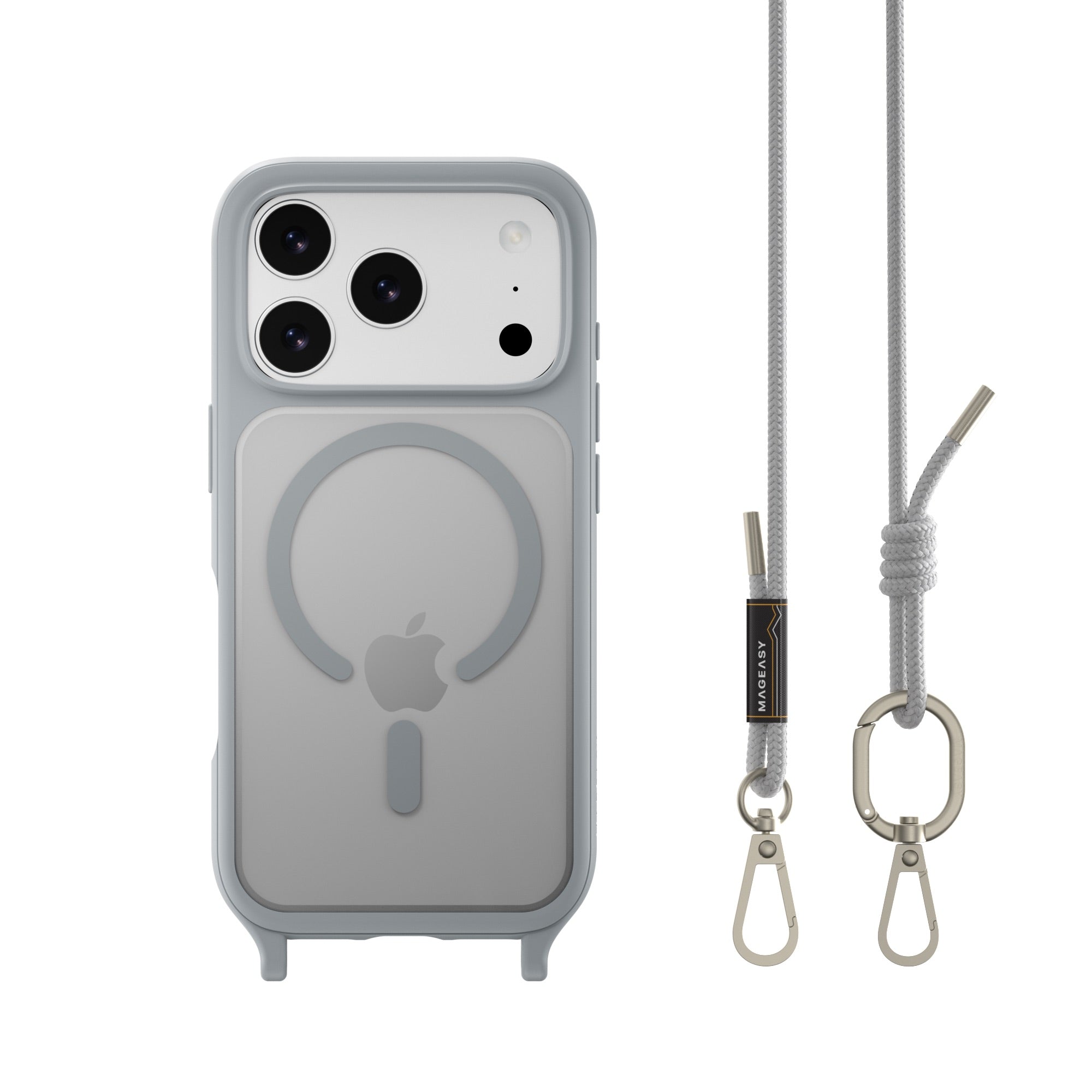 Mageasy ROAM M MagSafe Crossbody Lanyard Case for iPhone 17 Pro - Misty Gray