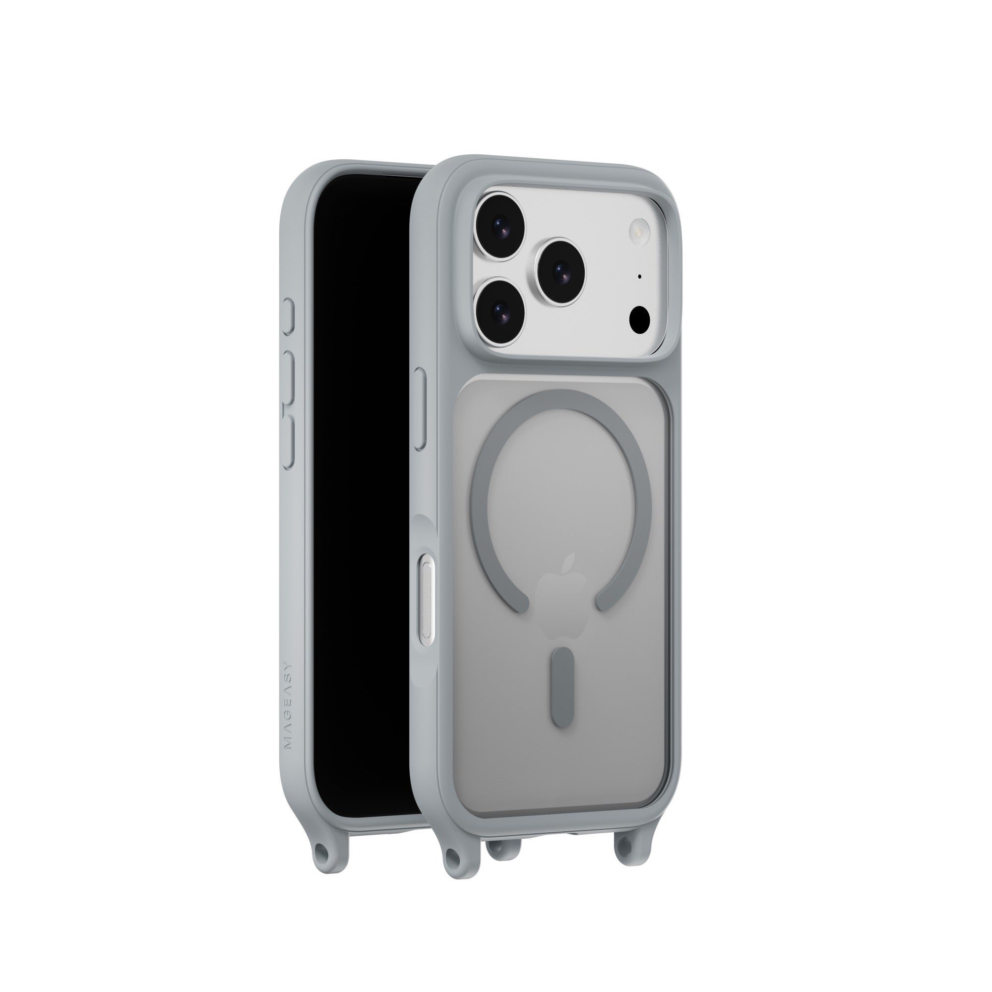 MAGEASY ROAM M MagSafe Crossbody Lanyard Case for iPhone 17 Pro - Misty Gray