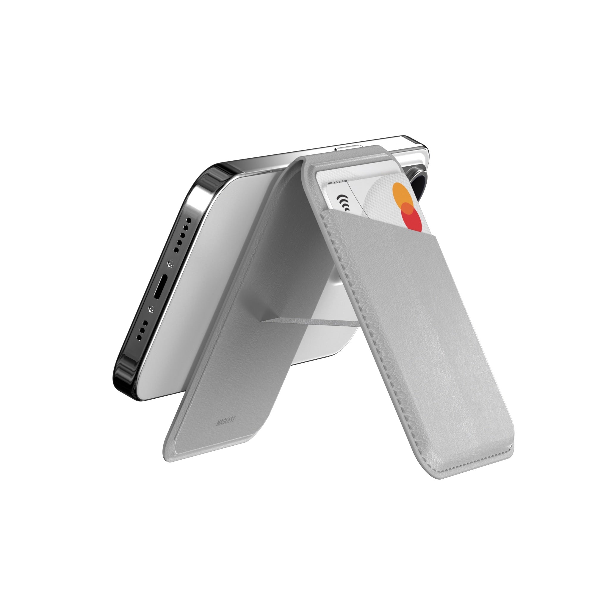 MAGEASY Snap Stand Wallet MagSafe Card Holder with Stand – RFID Blocking - Grey
