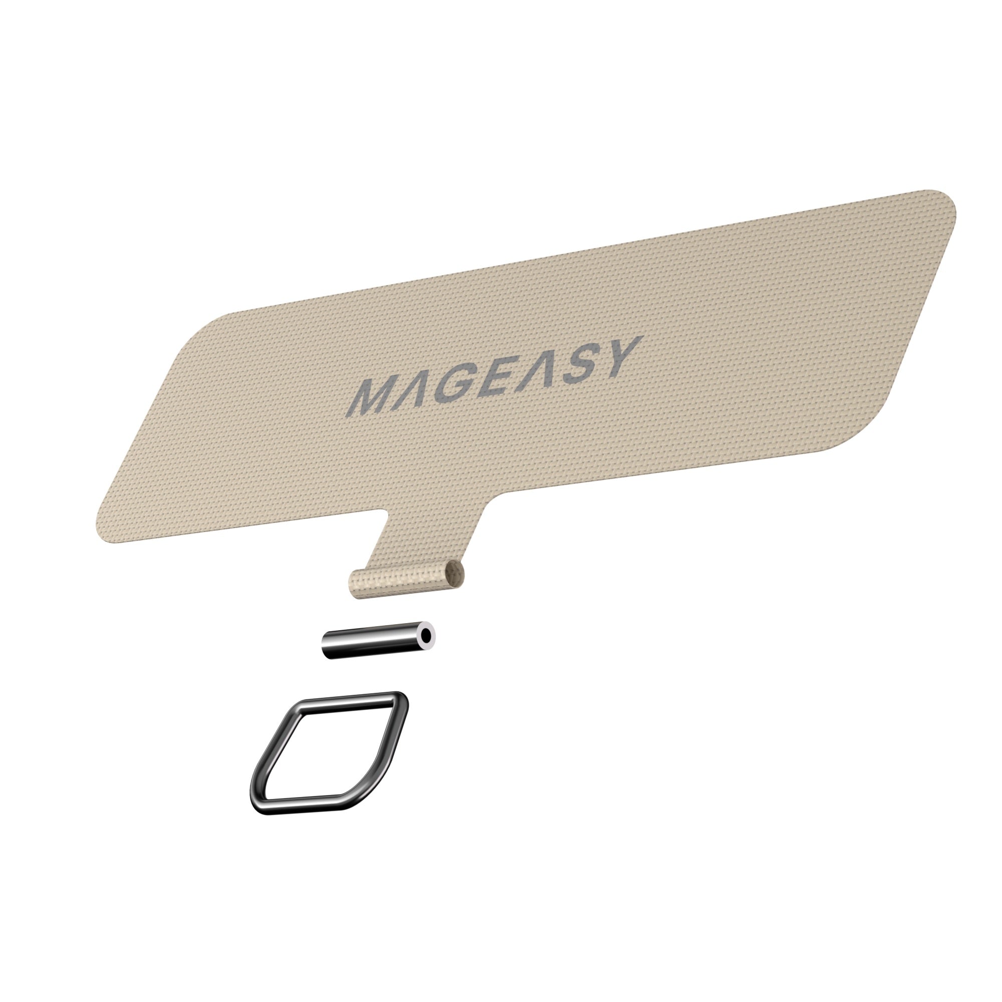 Mageasy Universal Strap Card – Ultra-Thin Phone Lanyard Adapter for iPhone & Android -Beige