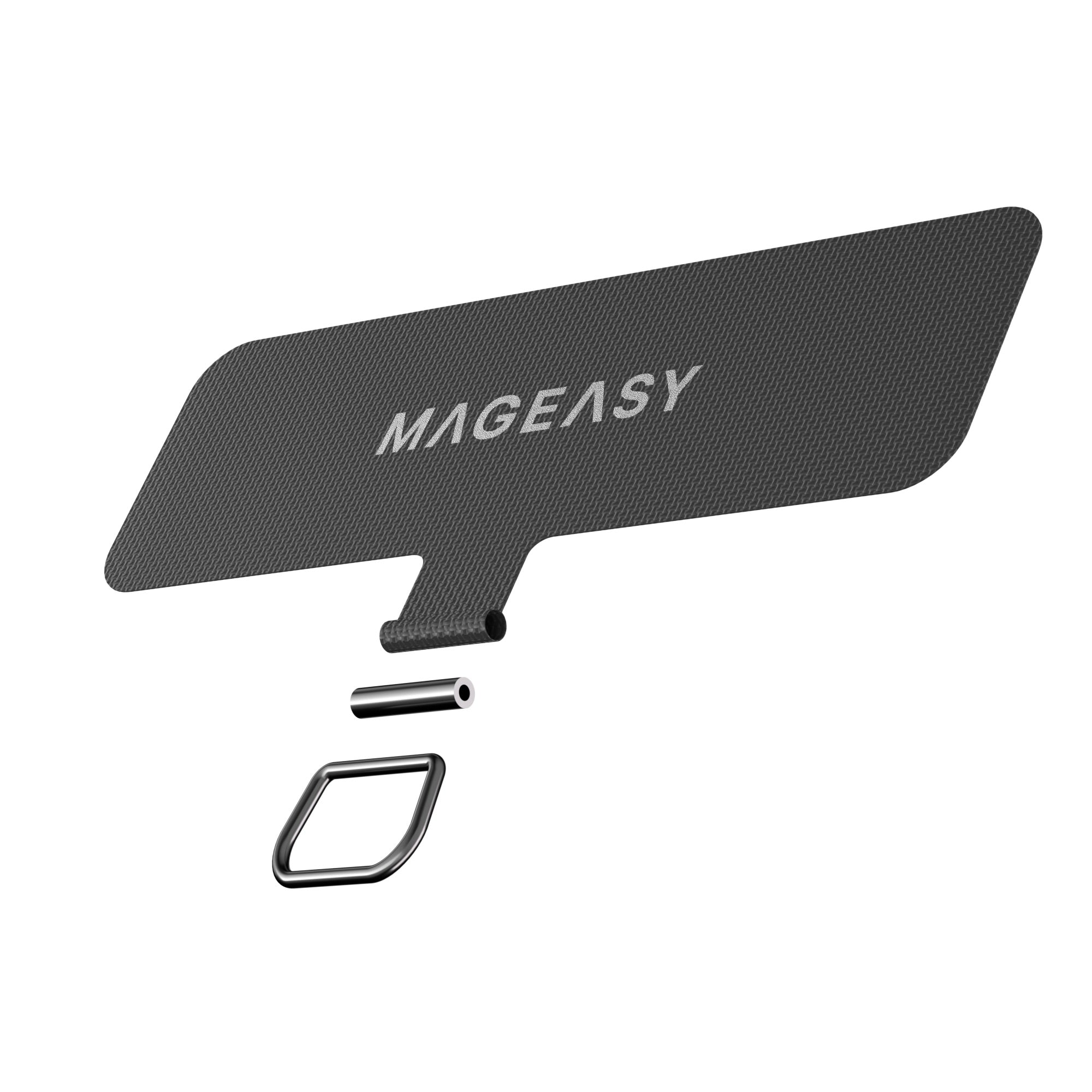 MAGEASY Universal Strap Card – Ultra-Thin Phone Lanyard Adapter for iPhone & Android -Black