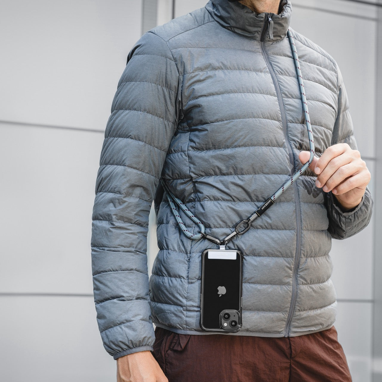 Mageasy Universal Strap Card – Ultra-Thin Phone Lanyard Adapter for iPhone & Android -Gray