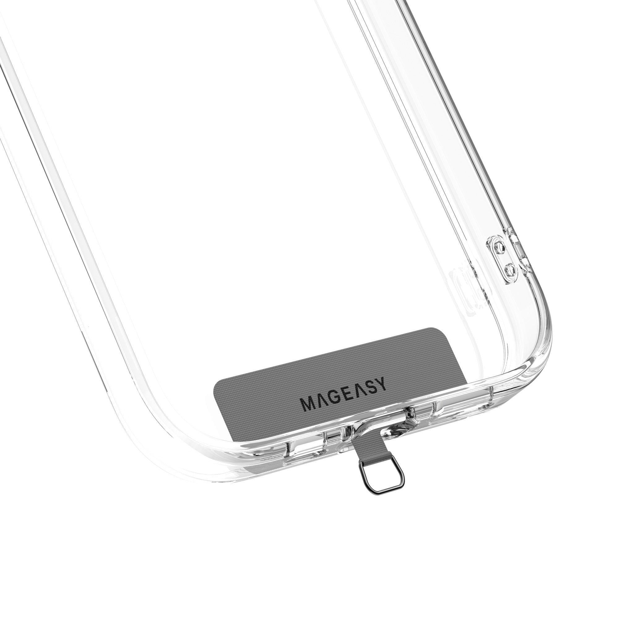 MAGEASY Universal Strap Card – Ultra-Thin Phone Lanyard Adapter for iPhone & Android -Gray