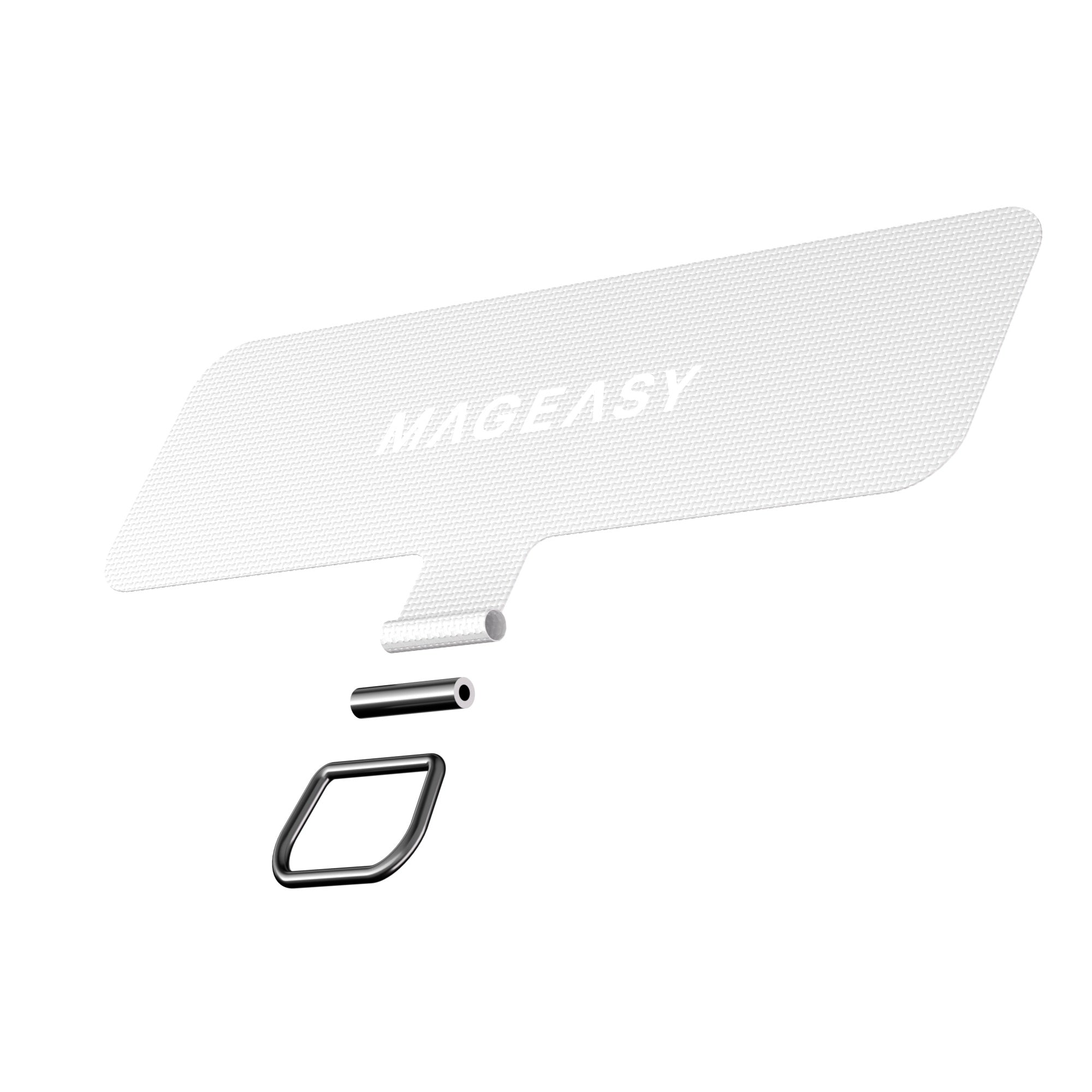 MAGEASY Universal Strap Card – Ultra-Thin Phone Lanyard Adapter for iPhone & Android -White