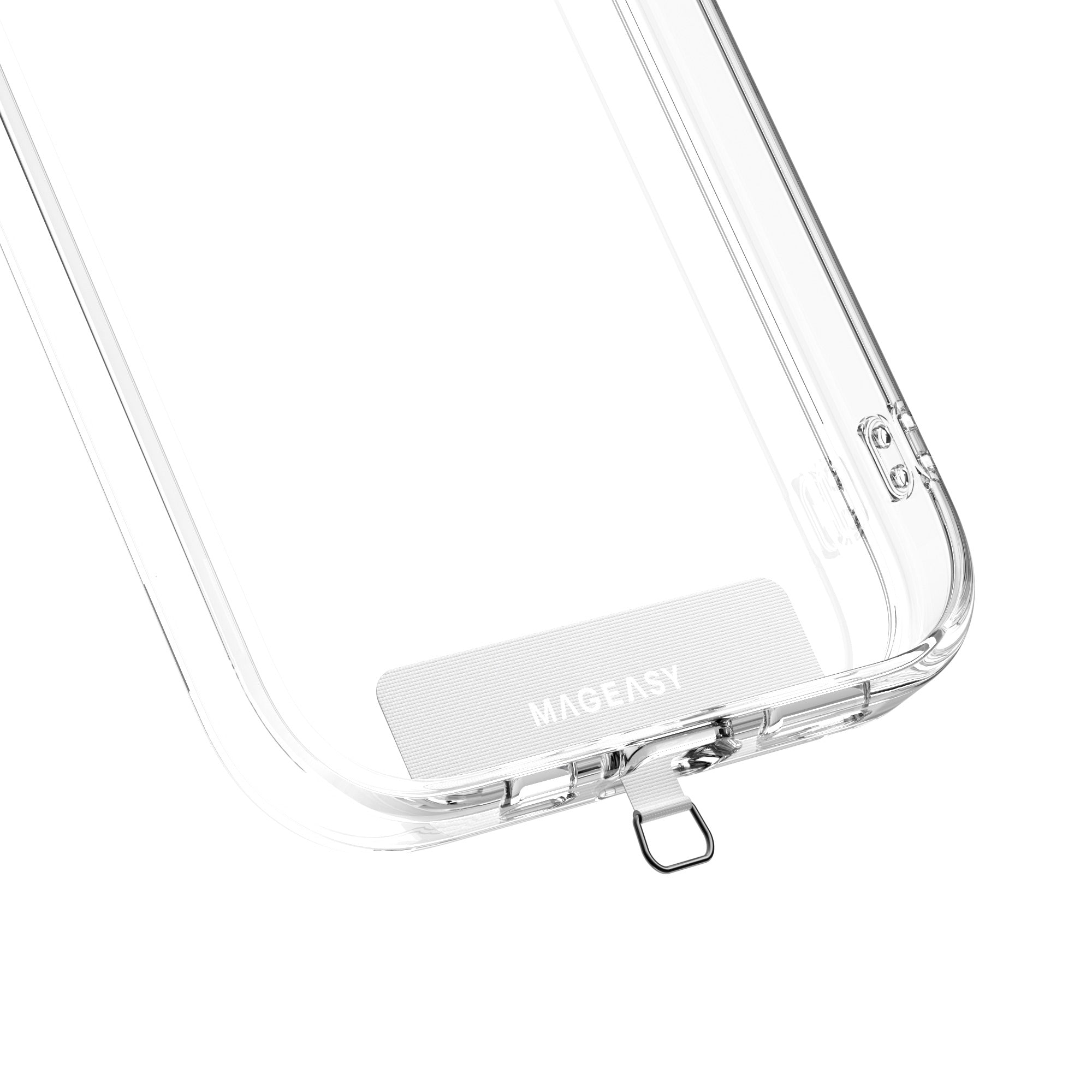 MAGEASY Universal Strap Card – Ultra-Thin Phone Lanyard Adapter for iPhone & Android -White