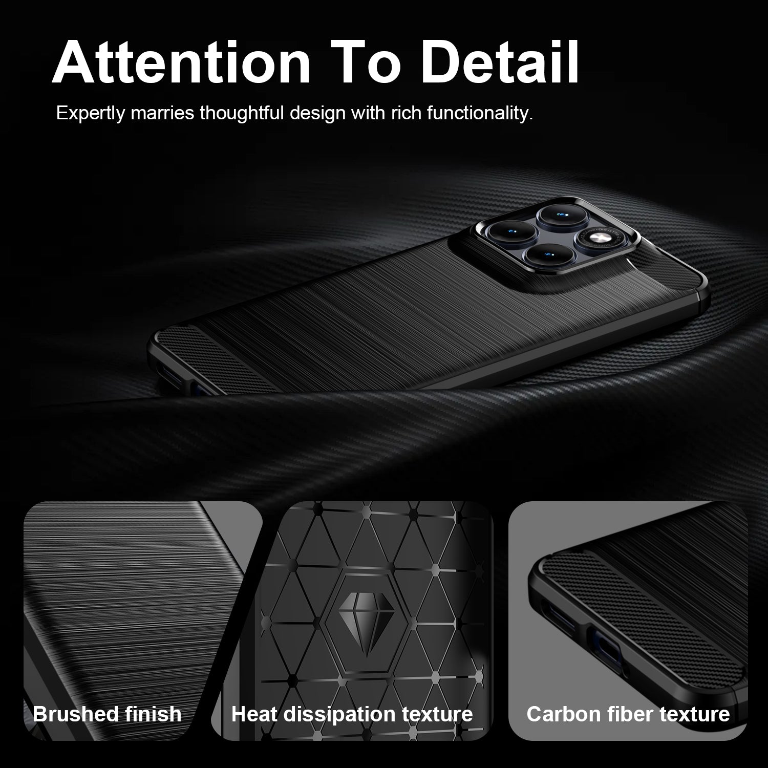 Motorola Edge 70 Fusion Carbon Fibre TPU Case Slim Shockproof Cover Black