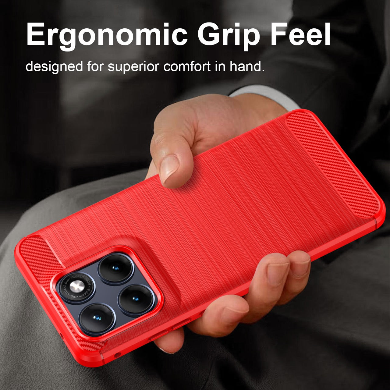 Motorola Edge 70 Fusion Carbon Fibre TPU Case Slim Shockproof Cover Red